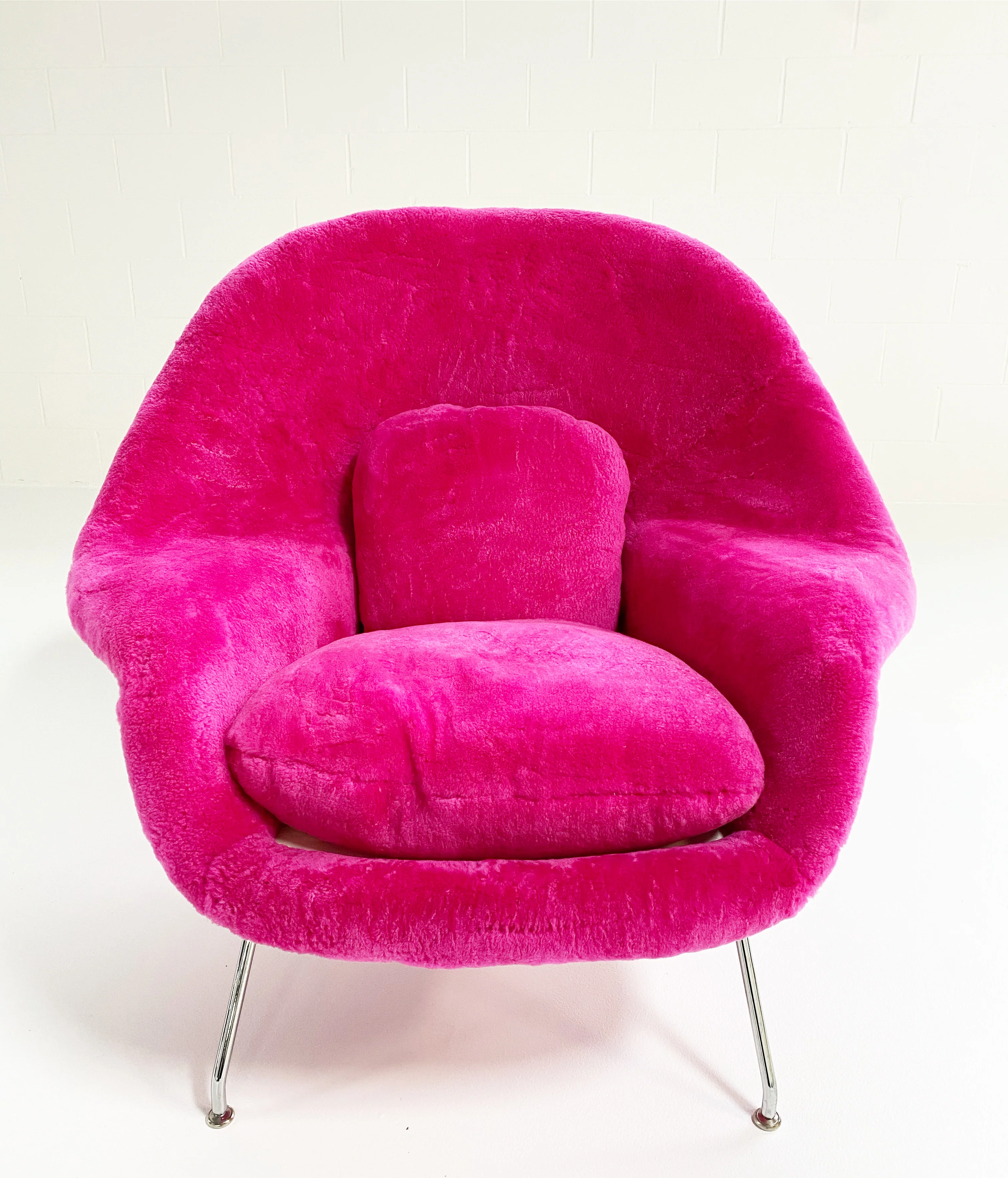 Bespoke Womb Chair and Pouf Ottoman in Patagonia Shearling - Image 7