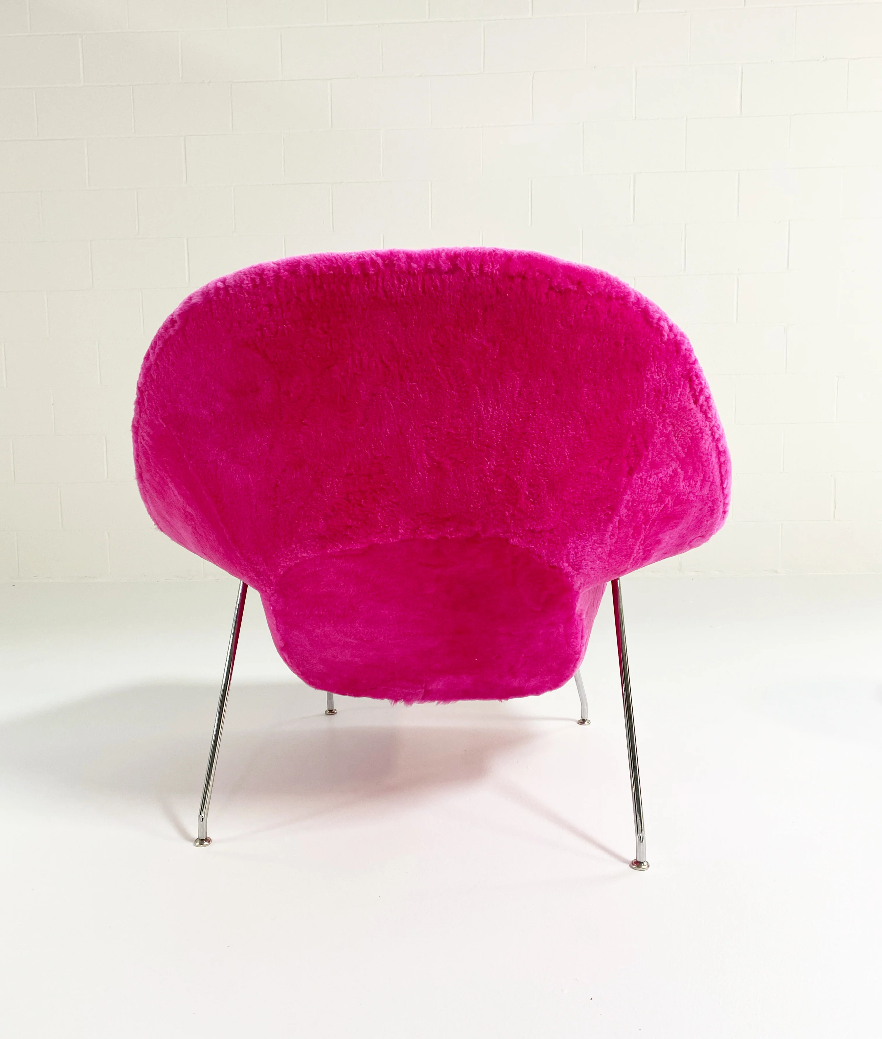 Bespoke Womb Chair and Pouf Ottoman in Patagonia Shearling - Image 9