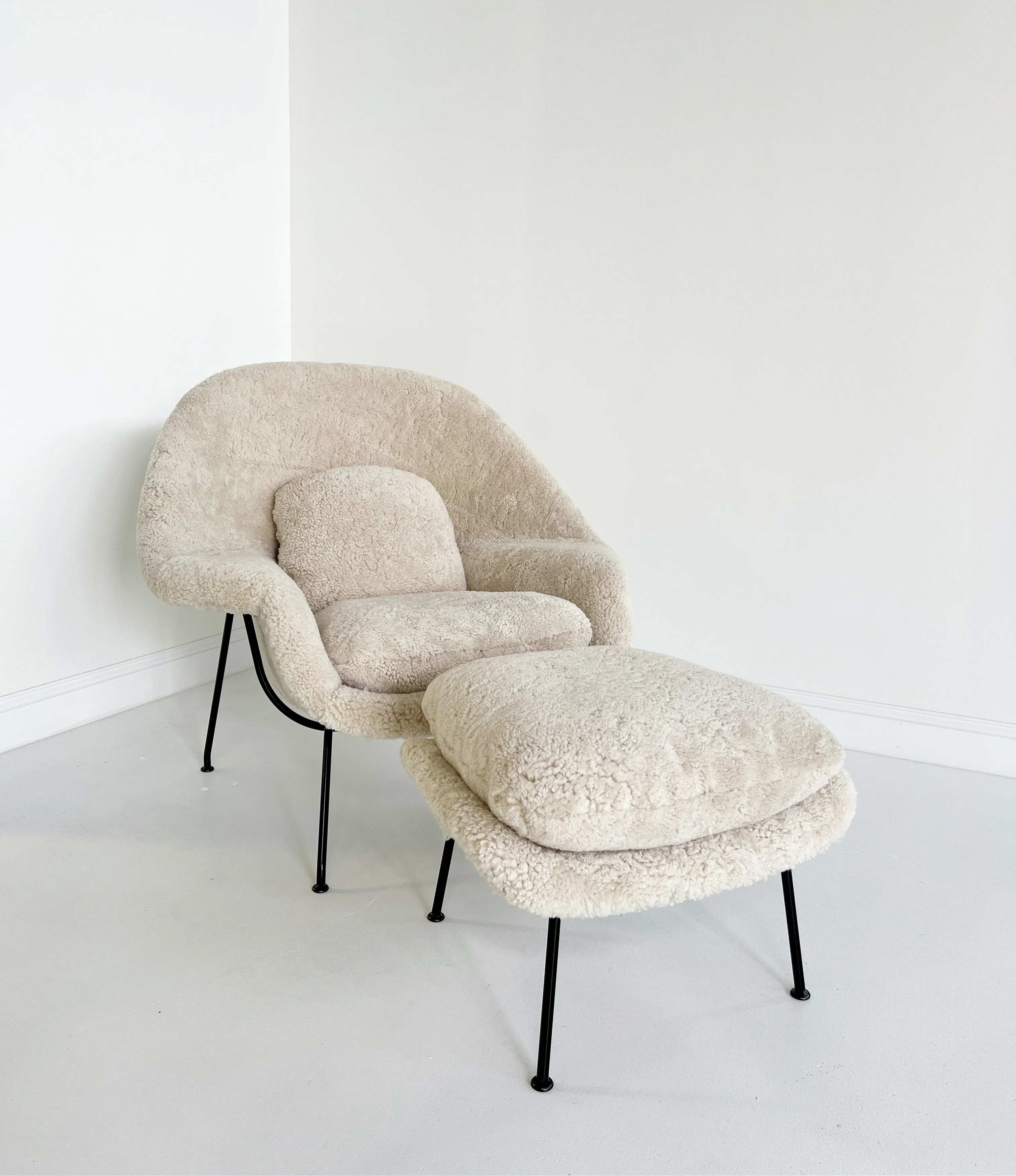 Bespoke Womb Chair and Ottoman in Shearling - Image 6