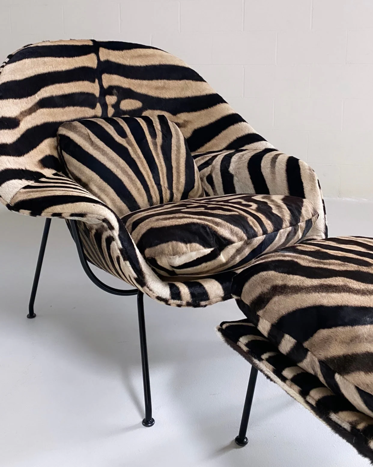 Bespoke Womb Chair and Ottoman in Zebra Hide