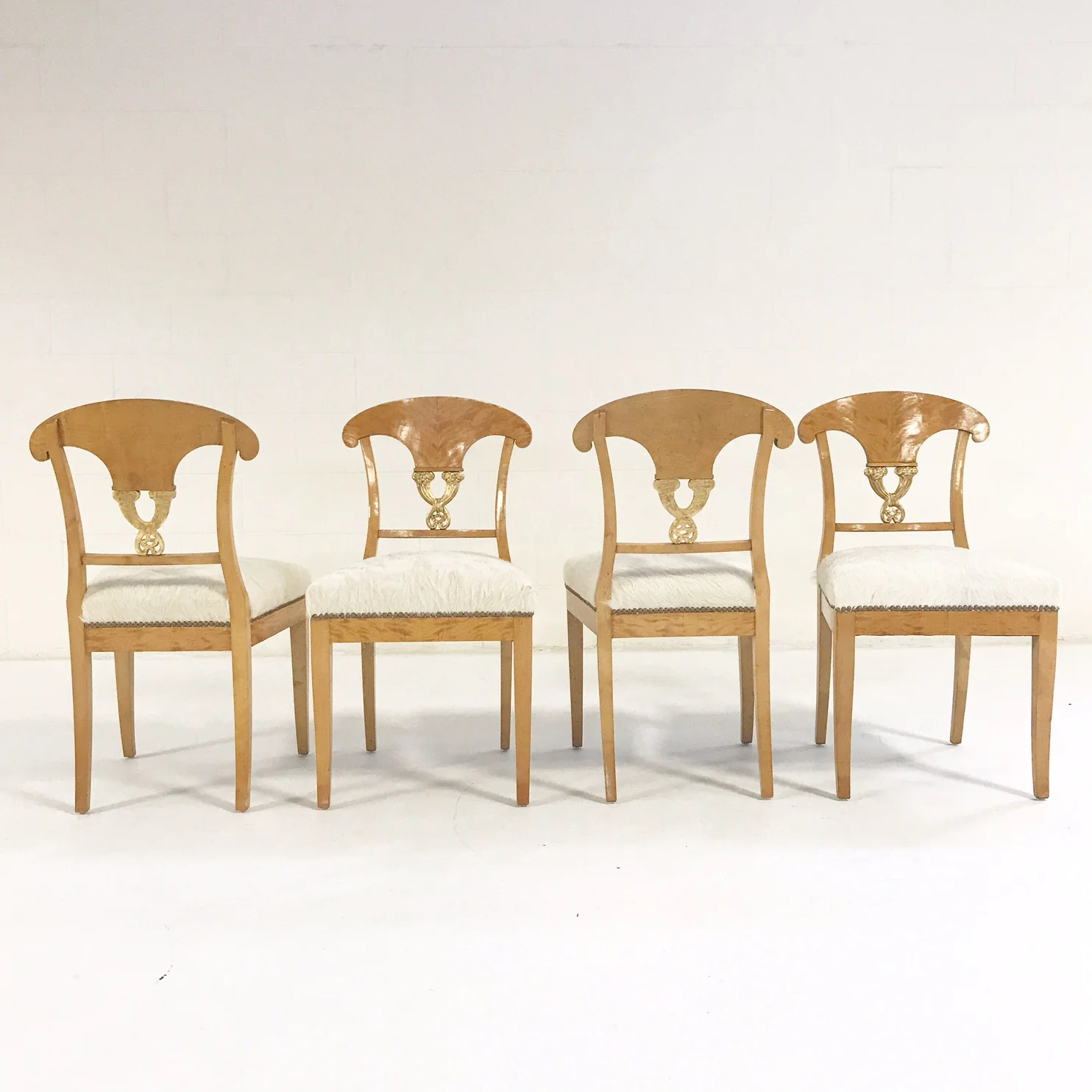 Biedermeier Chairs in Brazilian Cowhide, set of 4 - Image 4