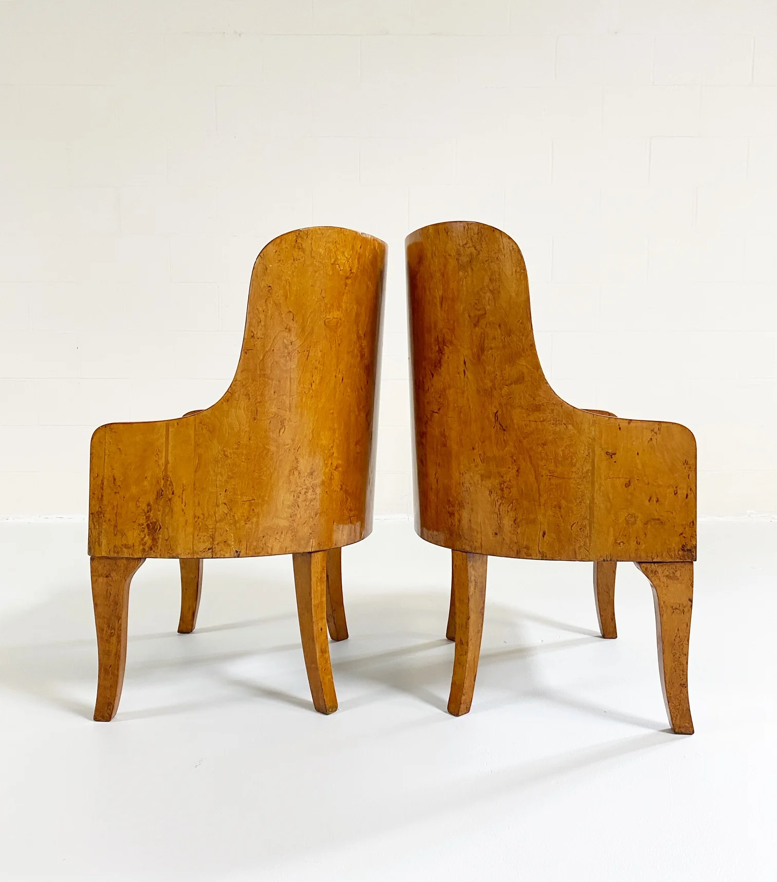 Biedermeier Gnarled Birch Armchairs in Ostrich Leather, pair - Image 4