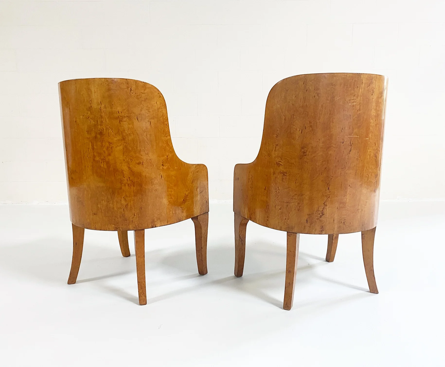 Biedermeier Gnarled Birch Armchairs in Ostrich Leather, pair - Image 5