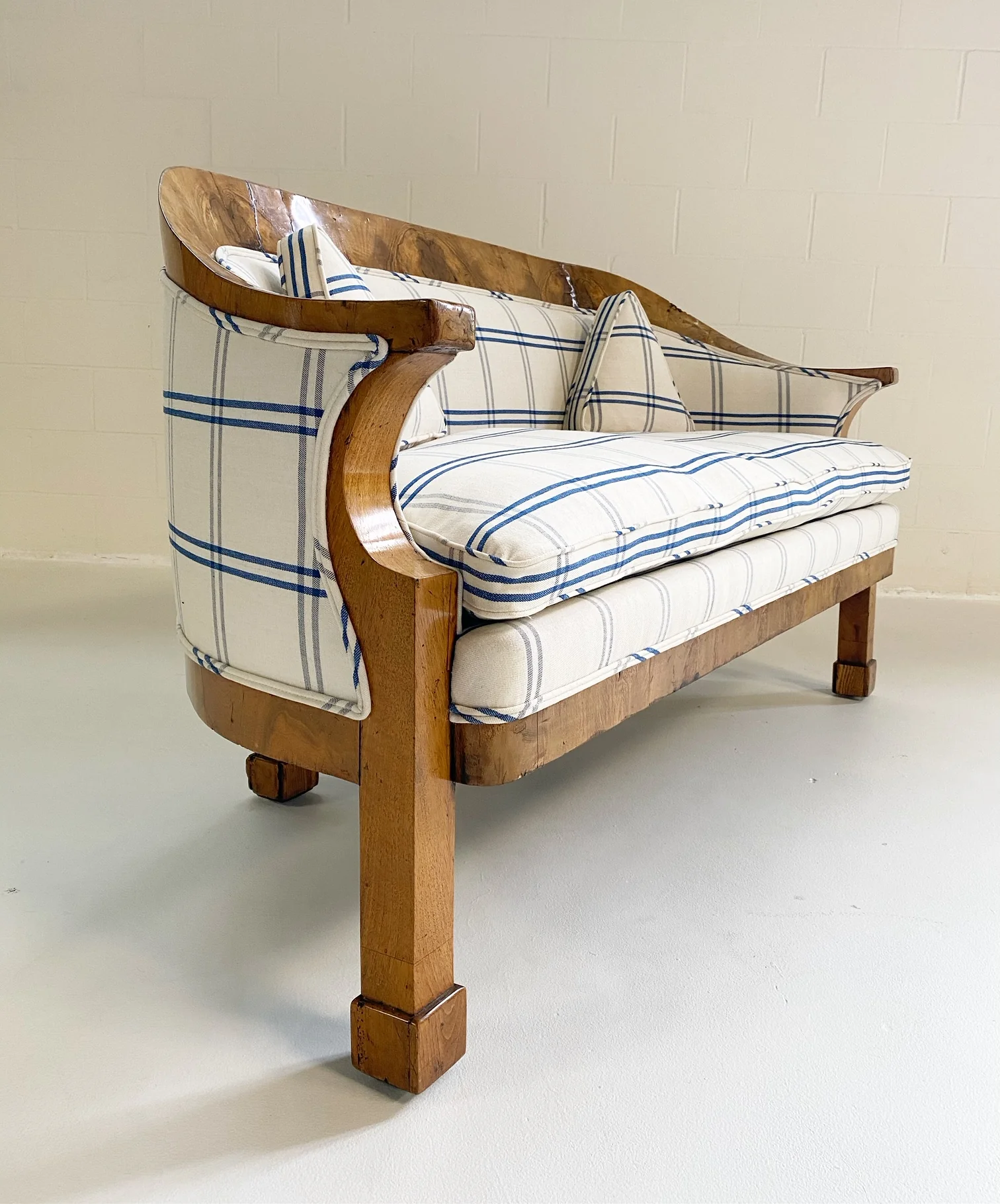 Biedermeier Loveseat in Schumacher Indigo Plaid - Image 10