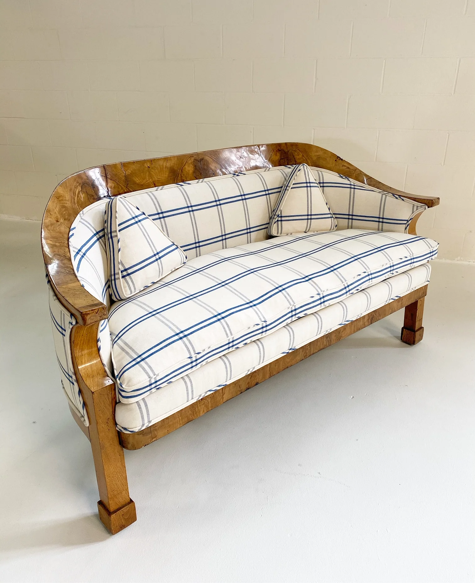Biedermeier Loveseat in Schumacher Indigo Plaid - Image 3