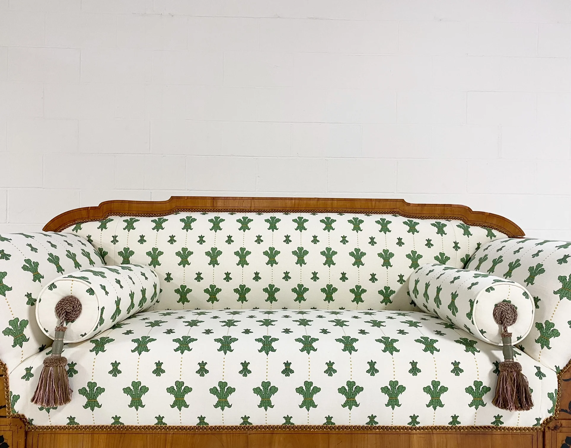 19th Century Biedermeier Parcel Ebonized Walnut Sofa in Beata Heuman "Florentine Flowers" - Image 14