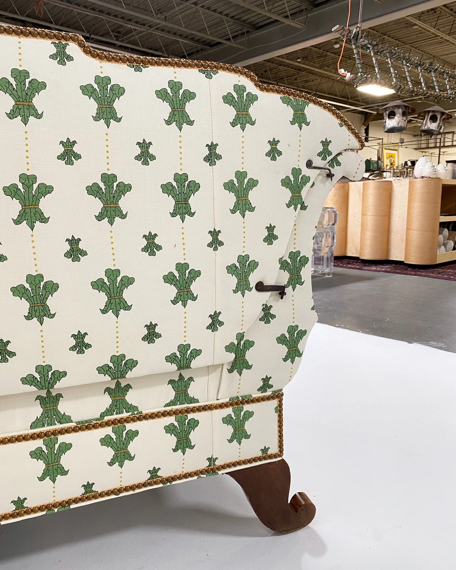 19th Century Biedermeier Parcel Ebonized Walnut Sofa in Beata Heuman "Florentine Flowers" - Image 5