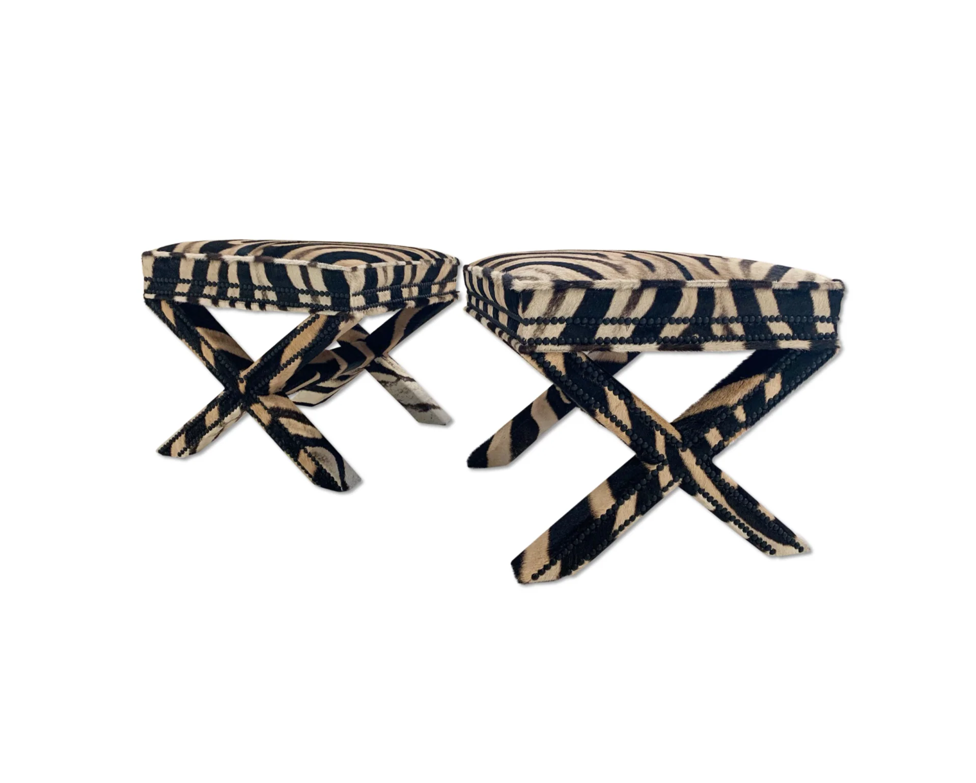 X Benches in Zebra Hide, Pair - Image 10