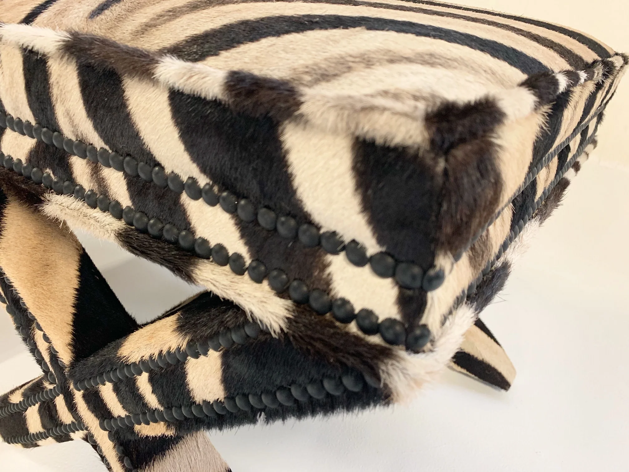 X Benches in Zebra Hide, Pair - Image 9
