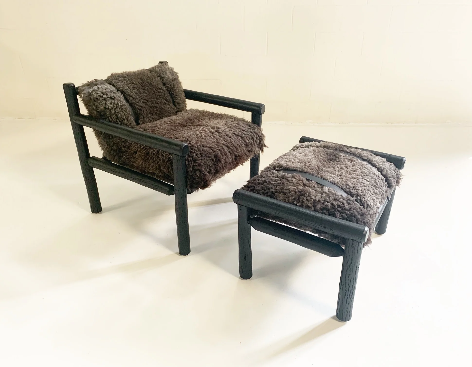 Black Butte Chair and Ottoman with Sheepskin Cushions - Image 14