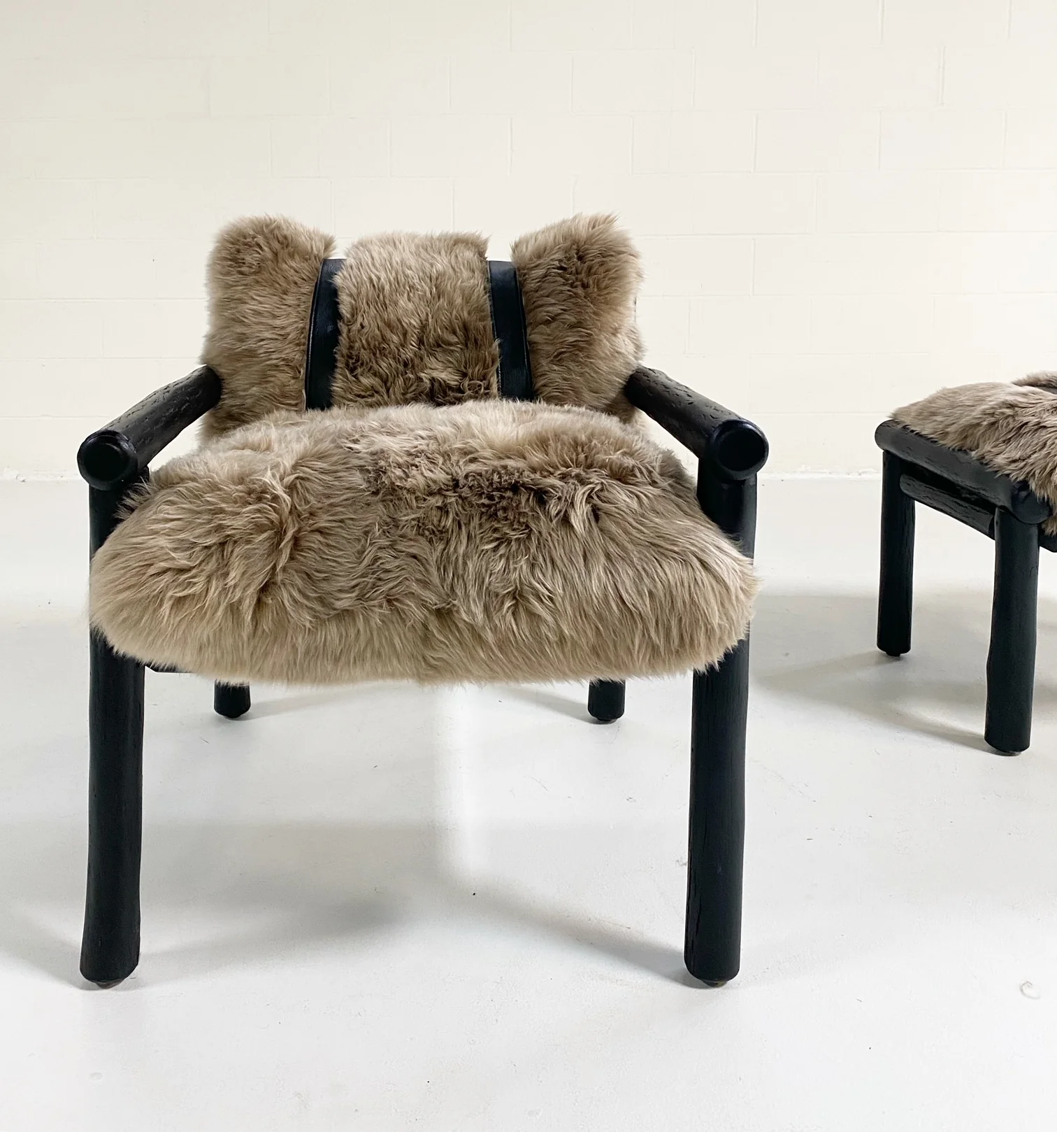 Black Butte Chair and Ottoman with Sheepskin Cushions - Image 7