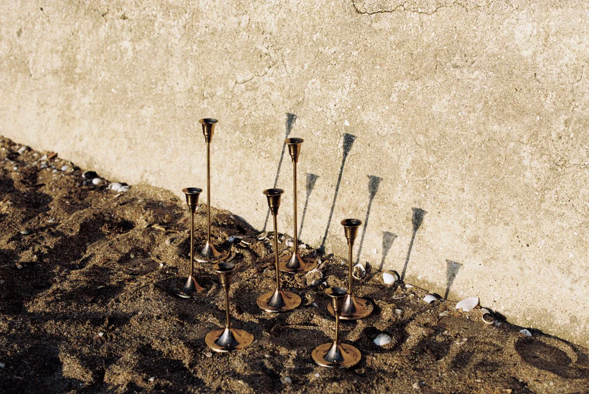 Candlesticks of Various Sizes, Set of 7 - Brass - Image 6