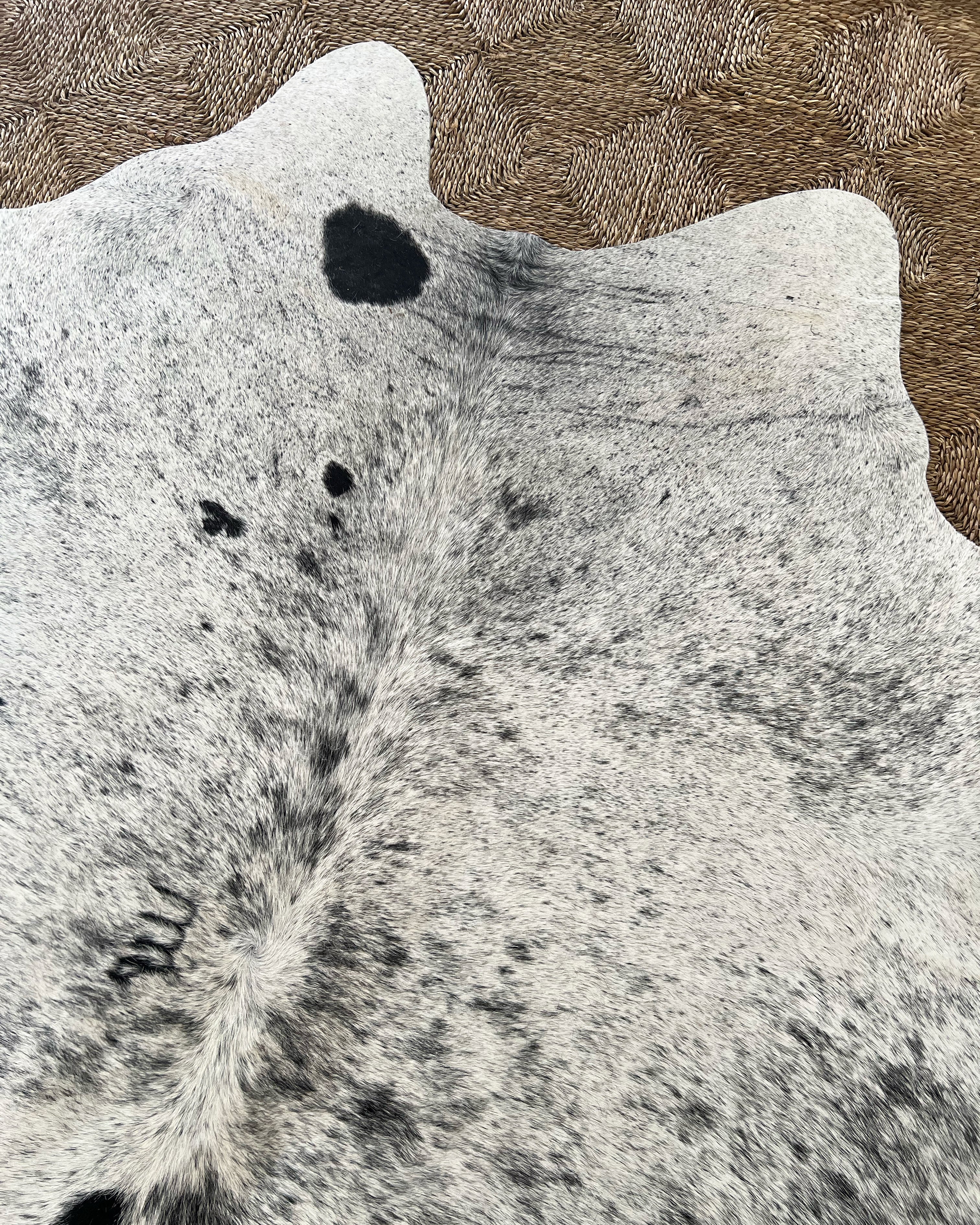 Brazilian Cowhide Rug, Black and White Speckled, No. 1 - Image 2