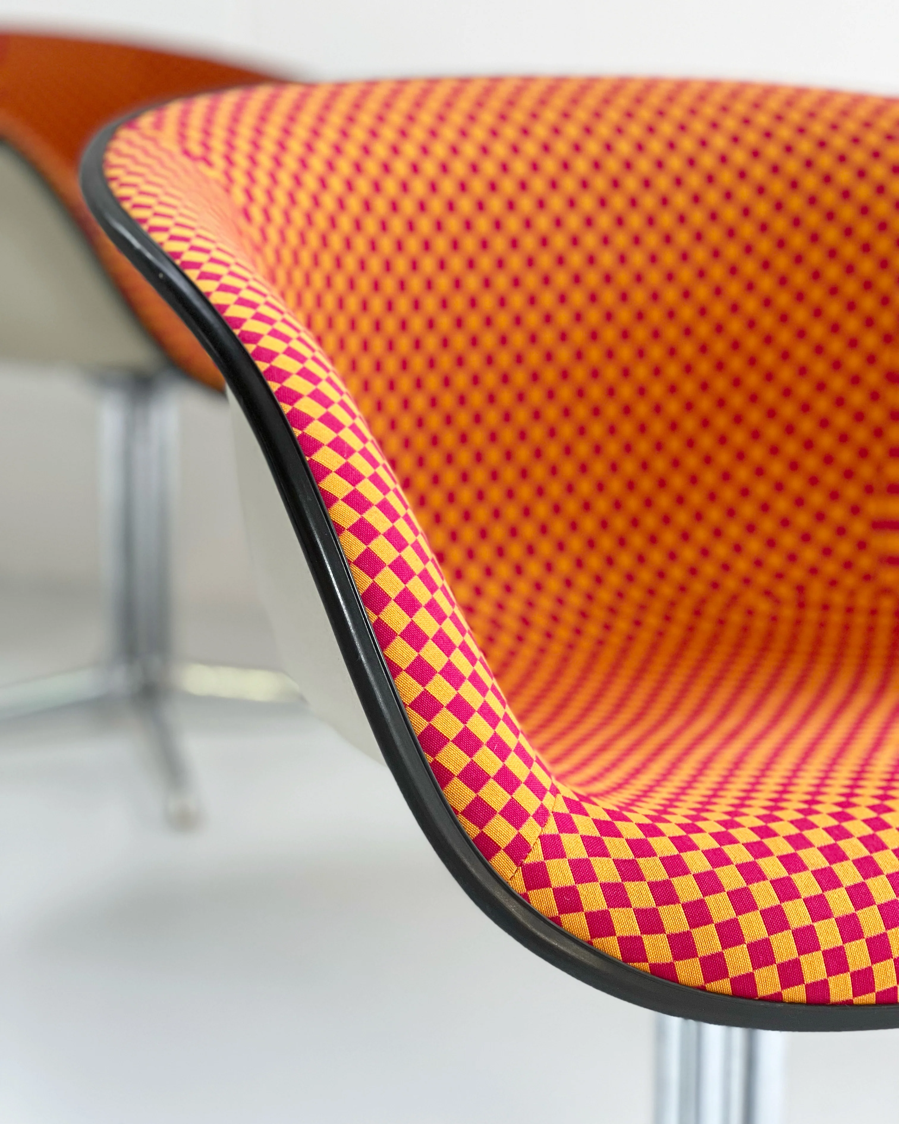 La Fonda Chairs in Alexander Girard Checker Fabric, Pair - Image 4