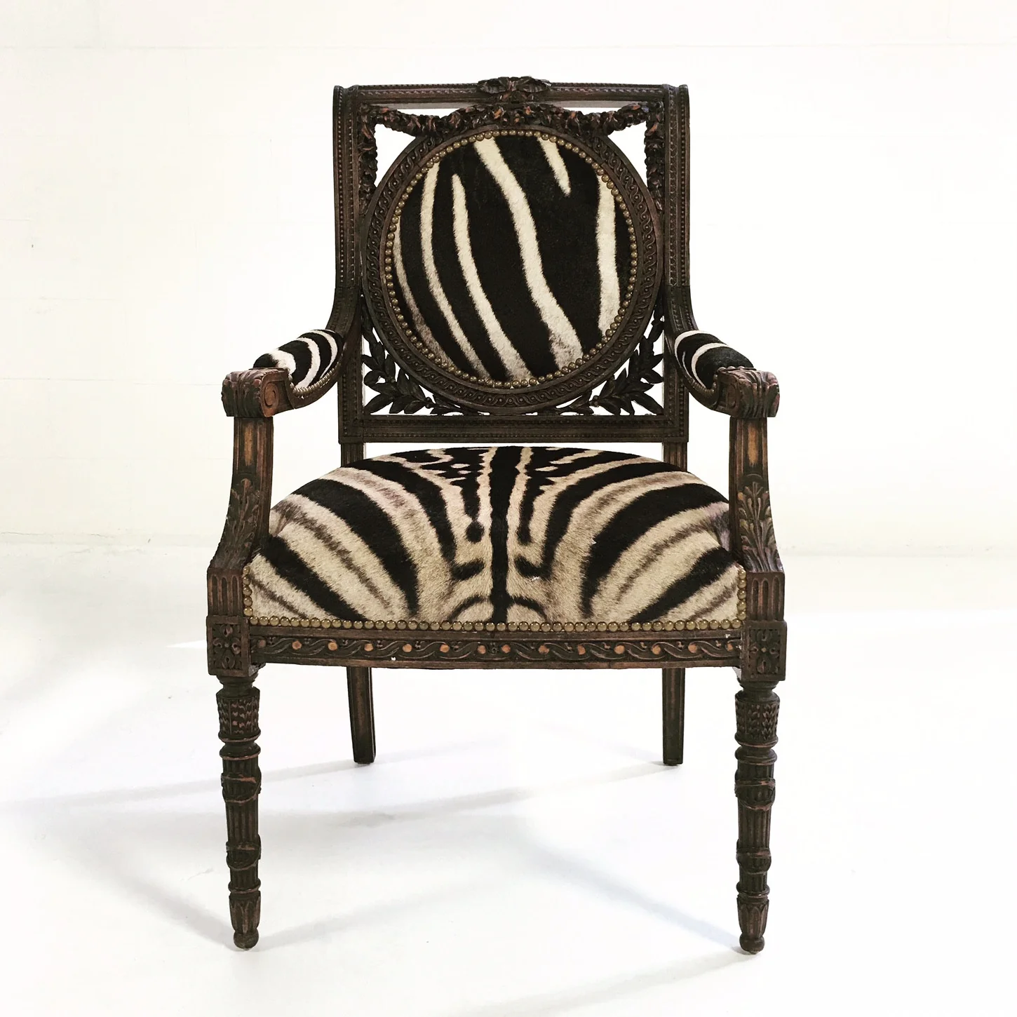 French Chair in Zebra Hide - Image 3