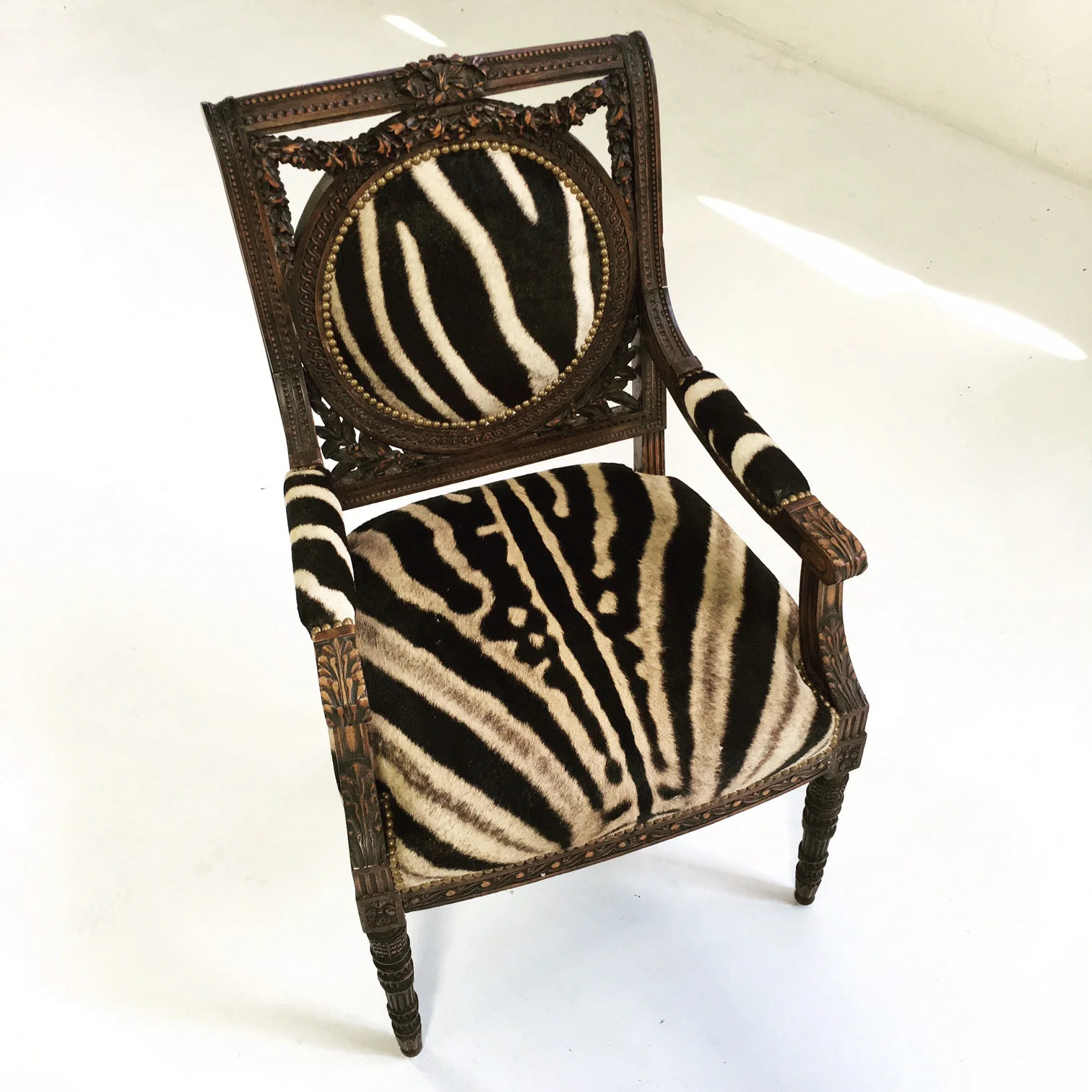 French Chair in Zebra Hide - Image 6