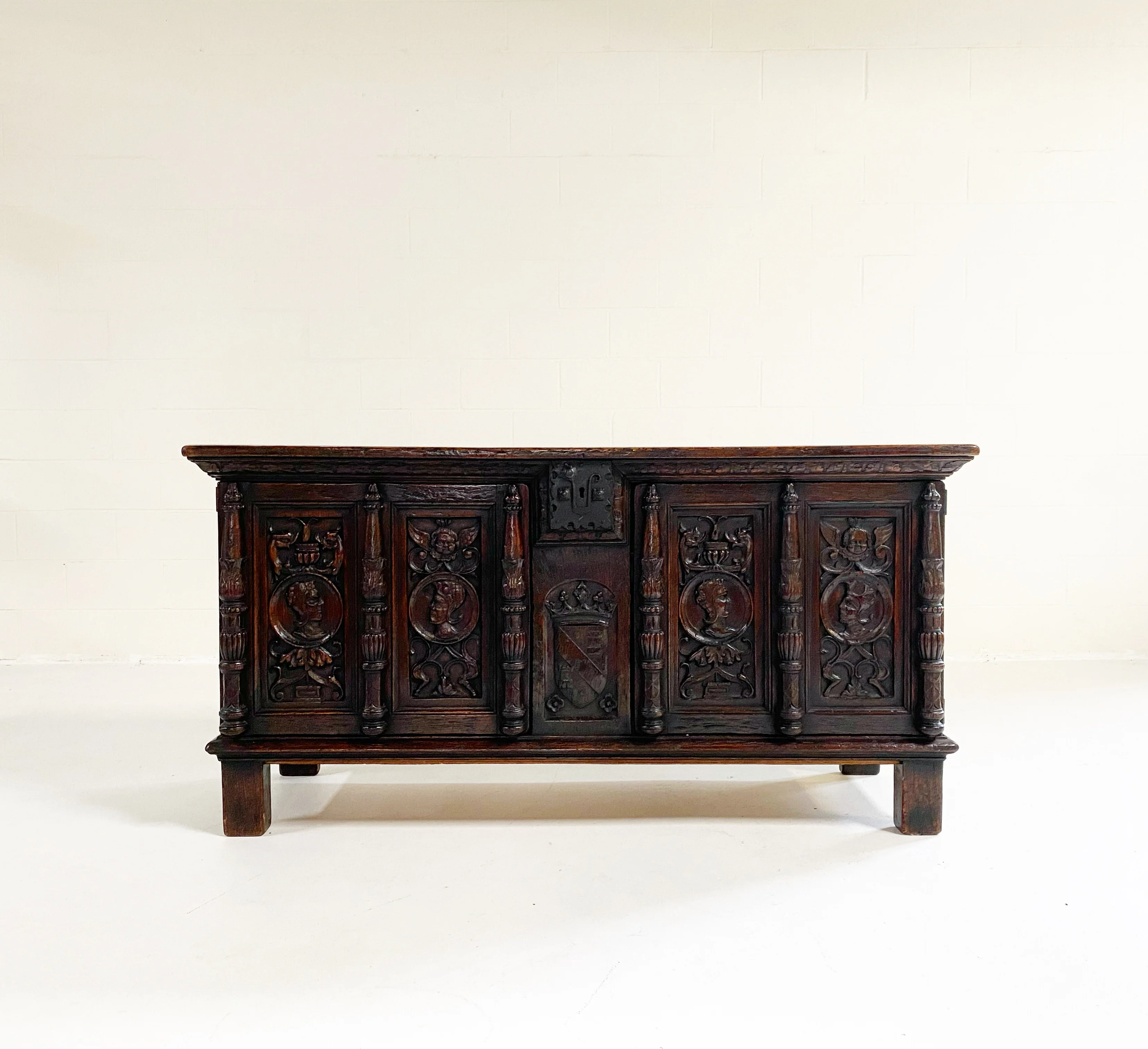 Antique Carved Oak Coffer