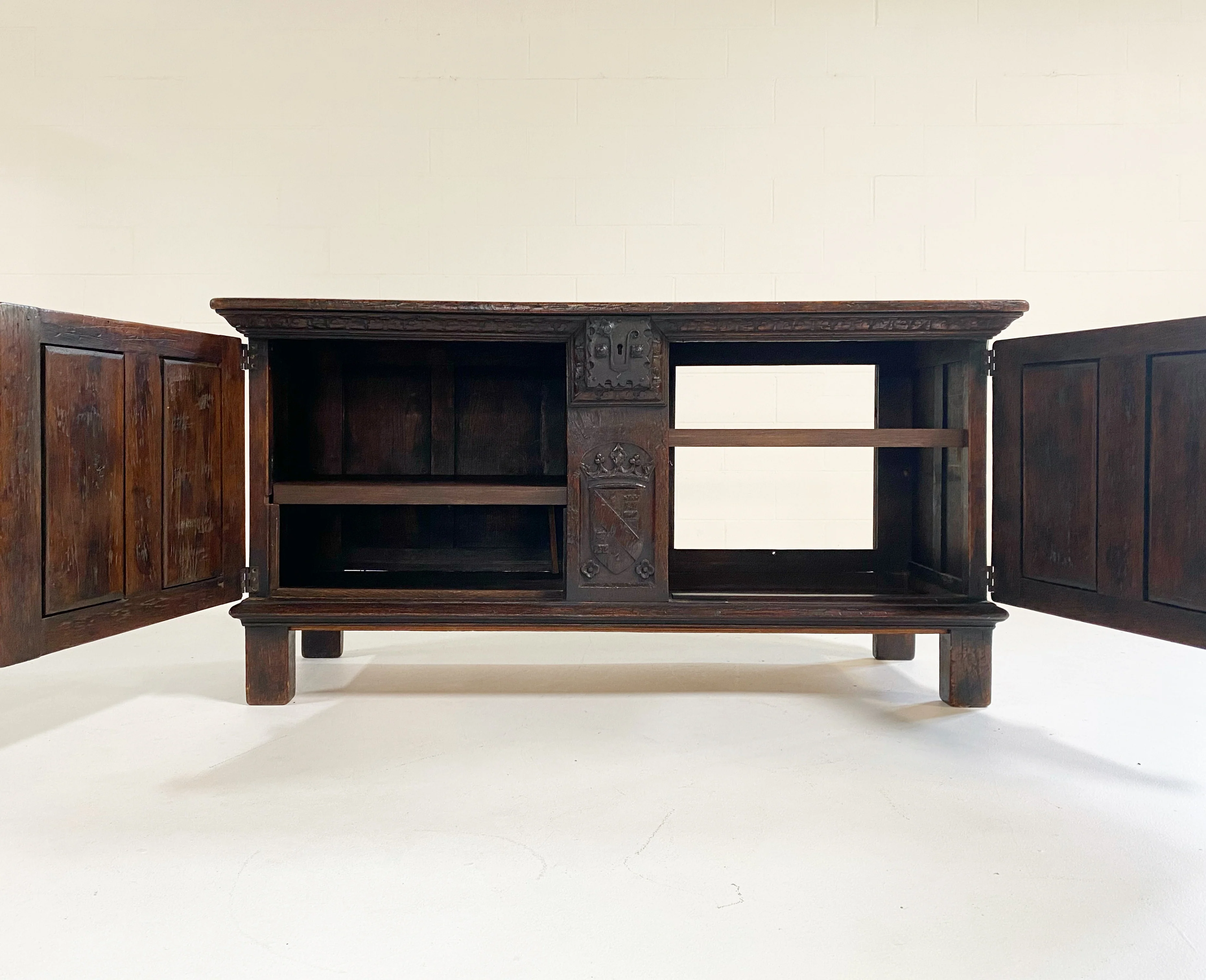 Antique Carved Oak Coffer - Image 4
