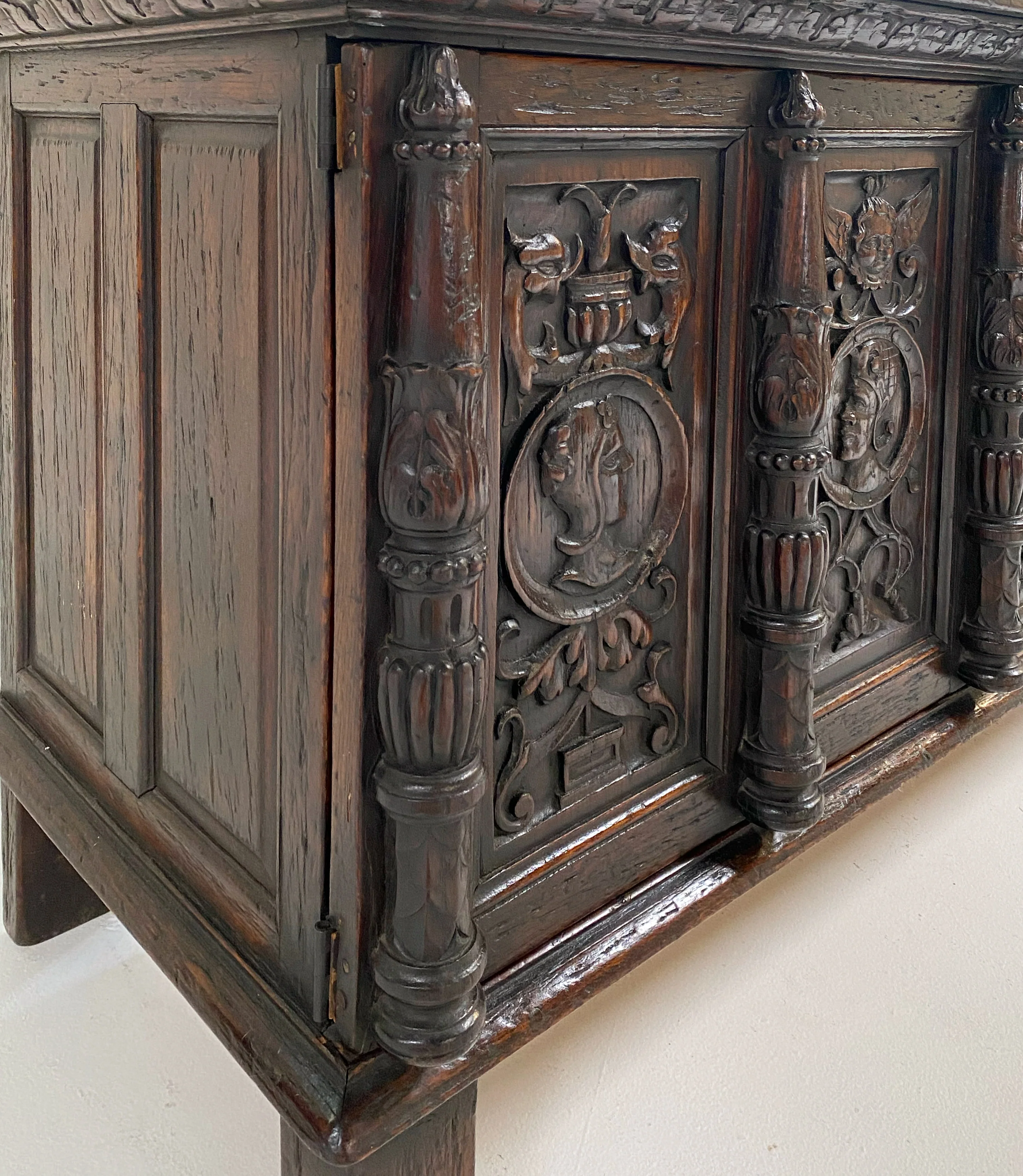 Antique Carved Oak Coffer - Image 8
