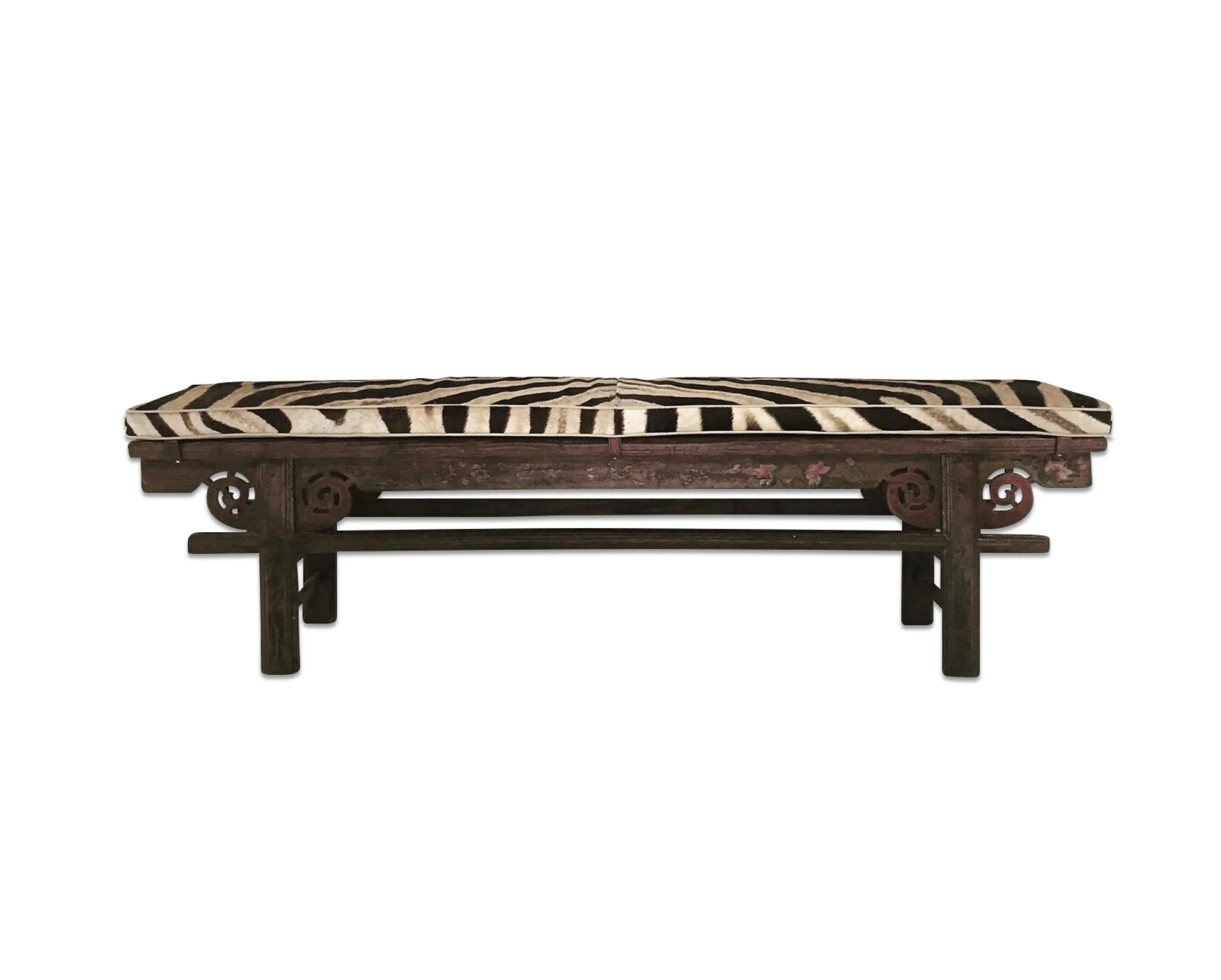 Painted Chinese Bench with Zebra Cushion - Image 6