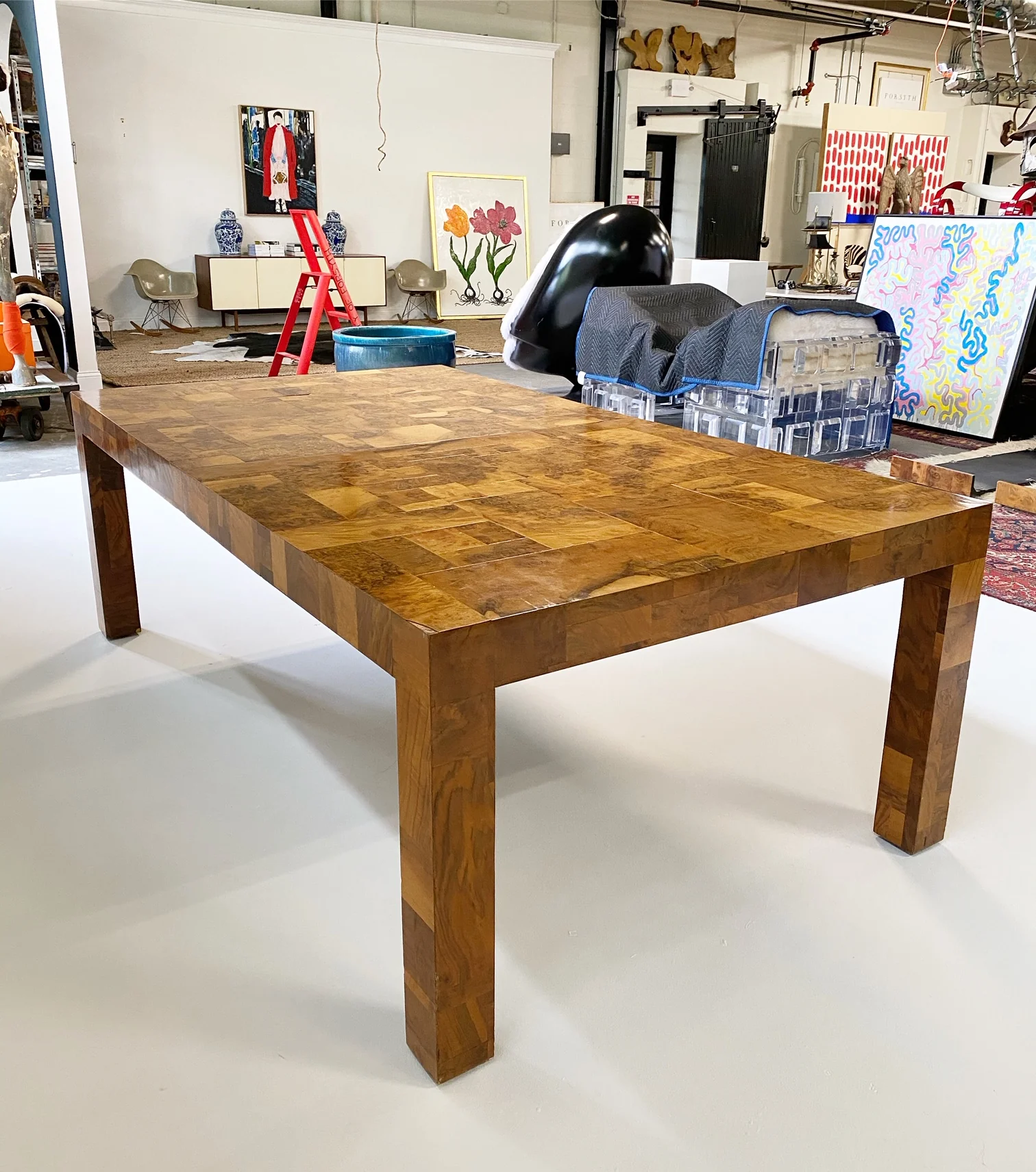 Cityscape Patchwork Burl Wood Dining Table - Image 7
