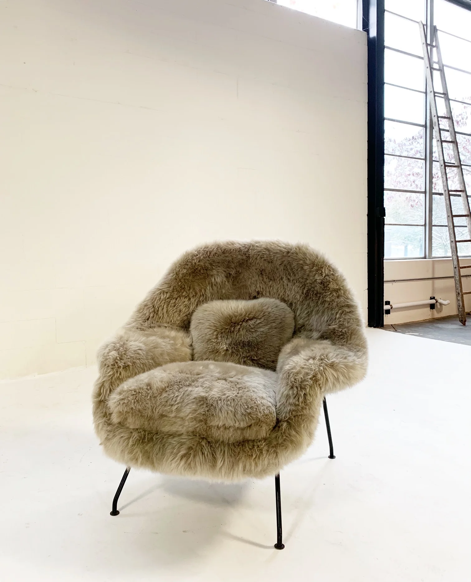 Bespoke Womb Chair and Ottoman in New Zealand Sheepskin - Image 9
