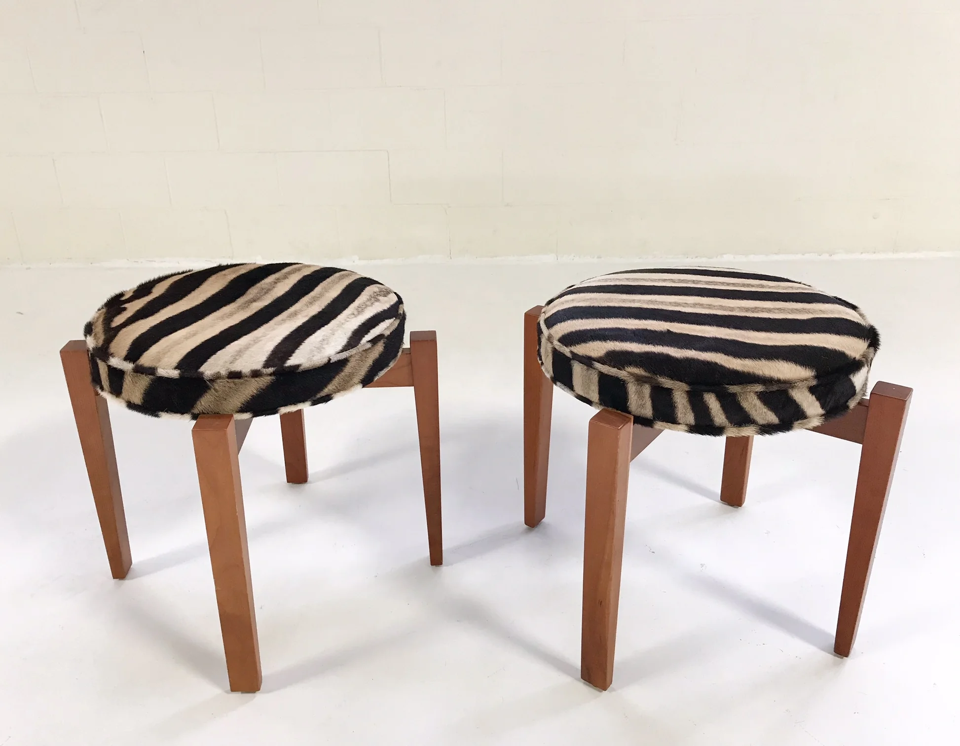 Stools in Zebra Hide, pair