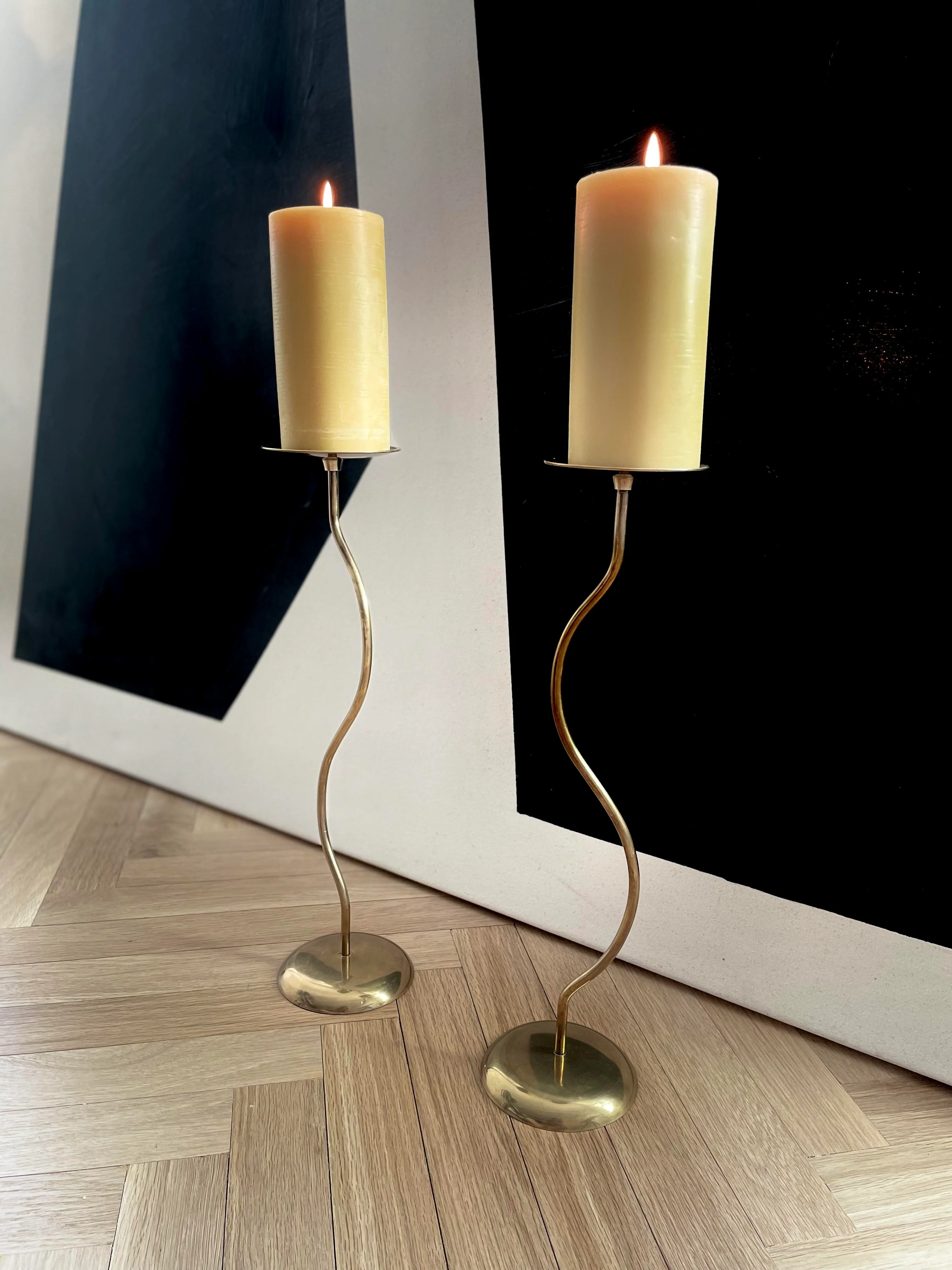 Dancing Duo Brass Candlesticks, Pair - Image 9