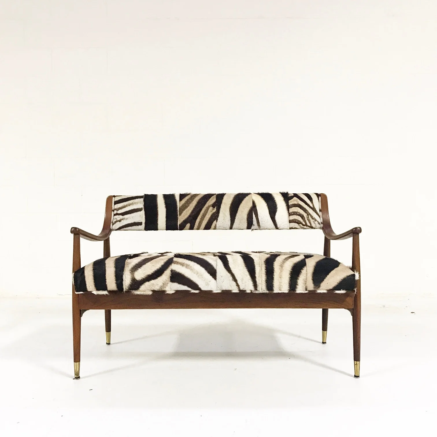 Danish Style Settee in Zebra Hide - Image 4