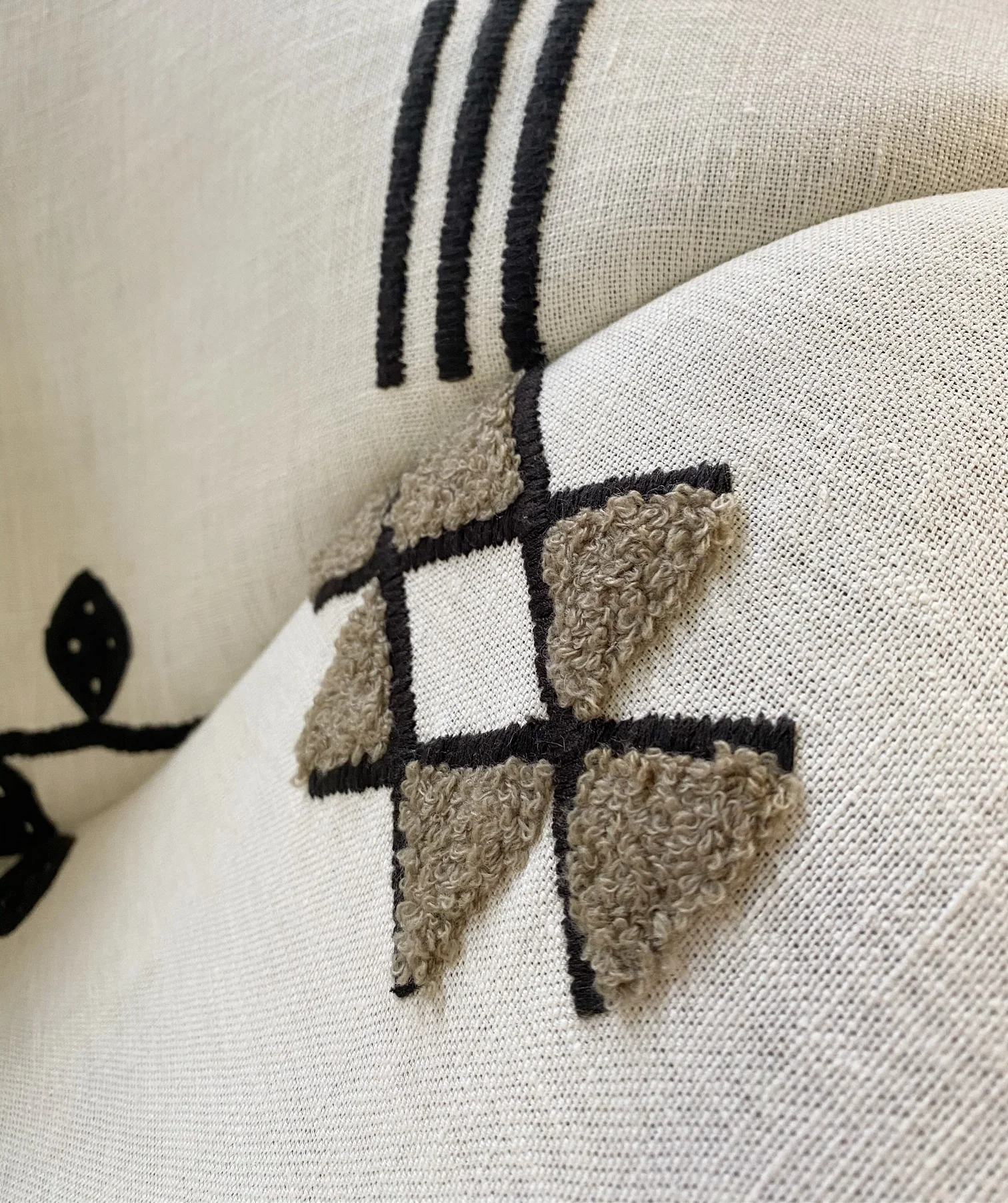 Diamond Chairs in Schumacher Embroidered Linen - Image 3