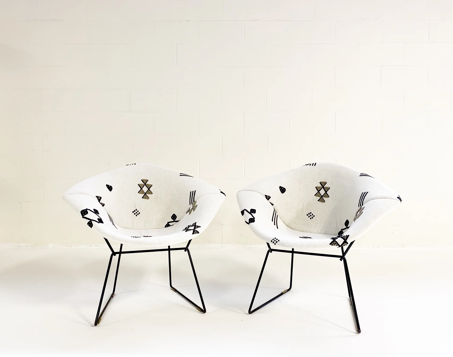 Diamond Chairs in Schumacher Embroidered Linen - Image 4