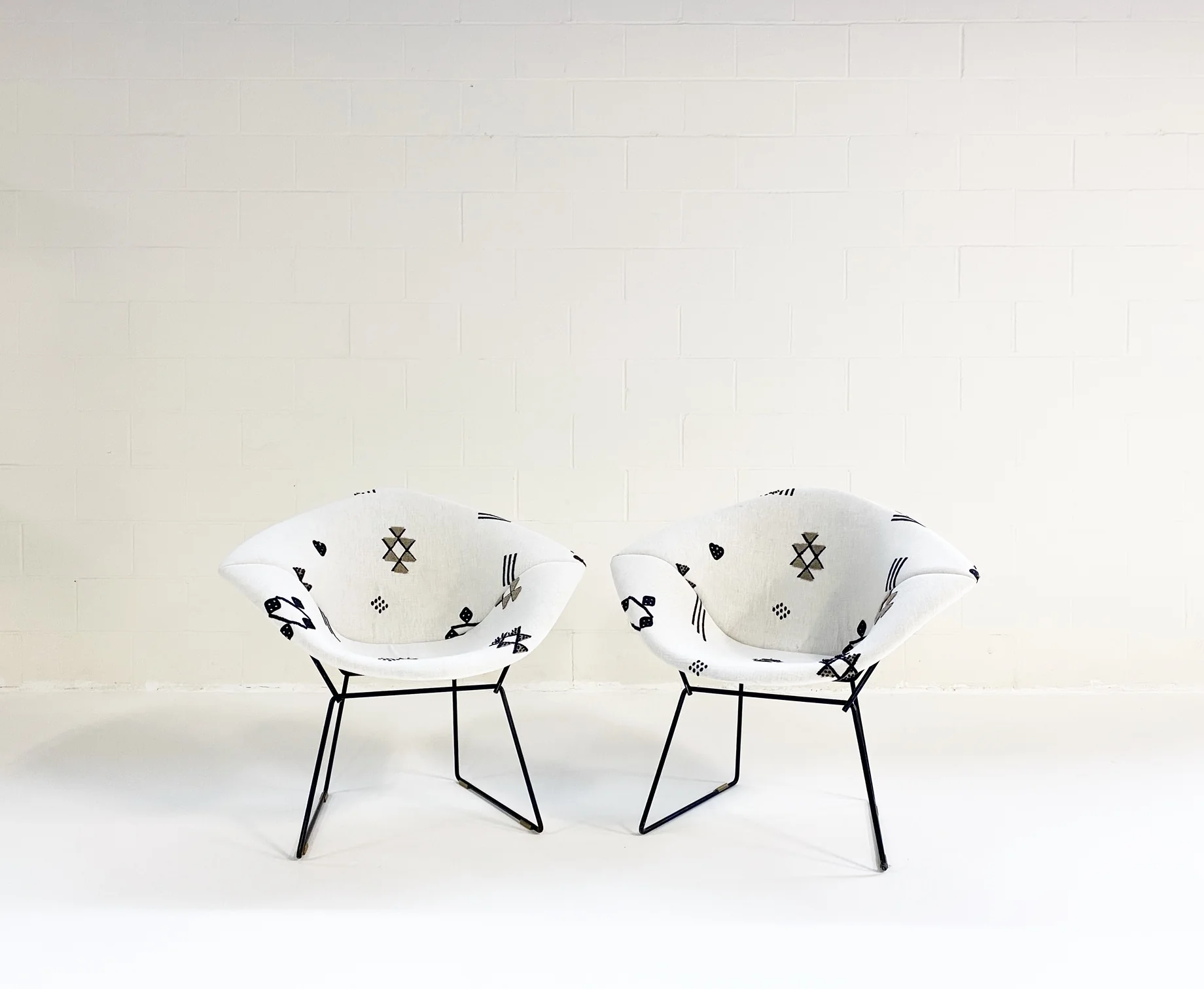 Diamond Chairs in Schumacher Embroidered Linen - Image 6