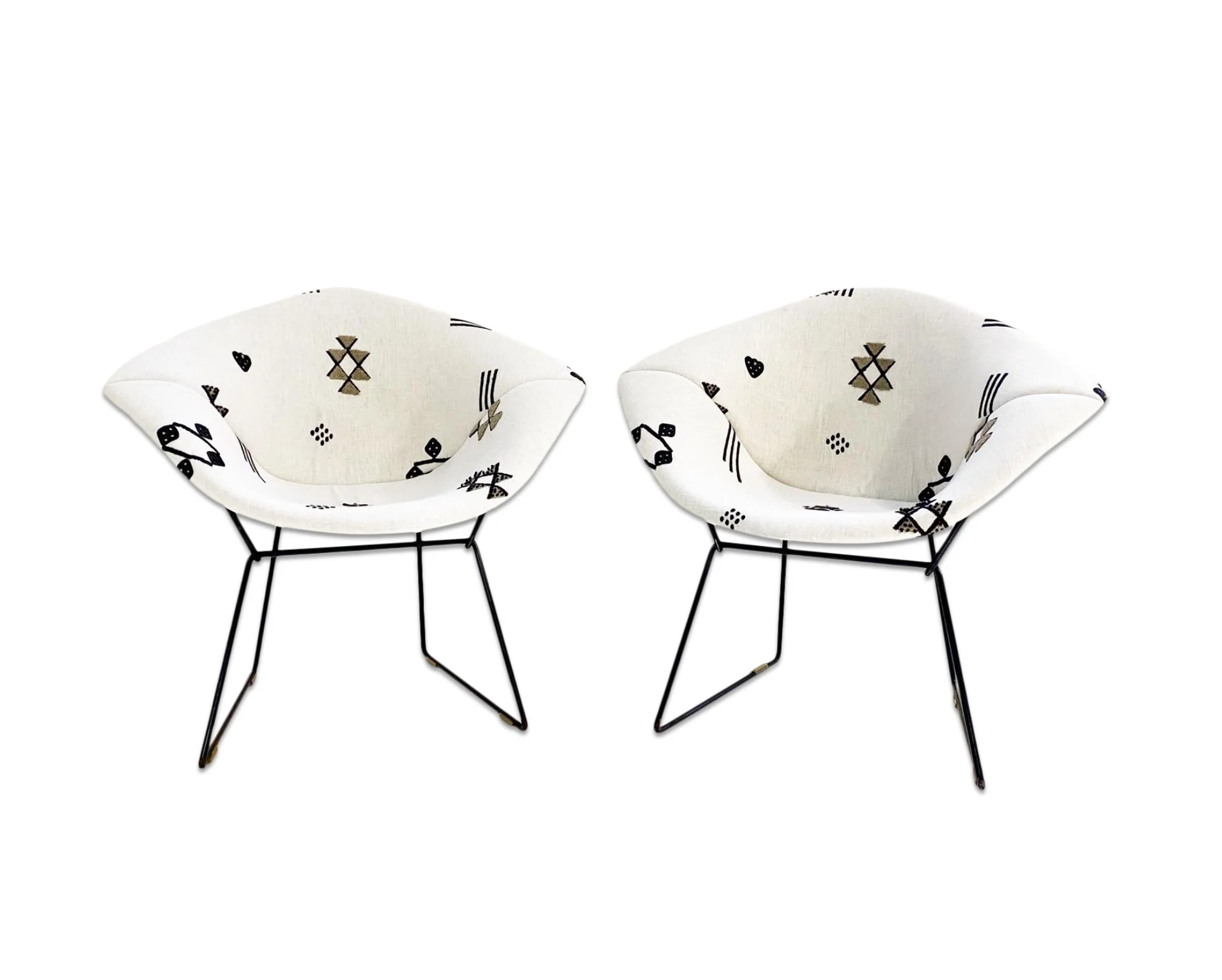 Diamond Chairs in Schumacher Embroidered Linen - Image 7