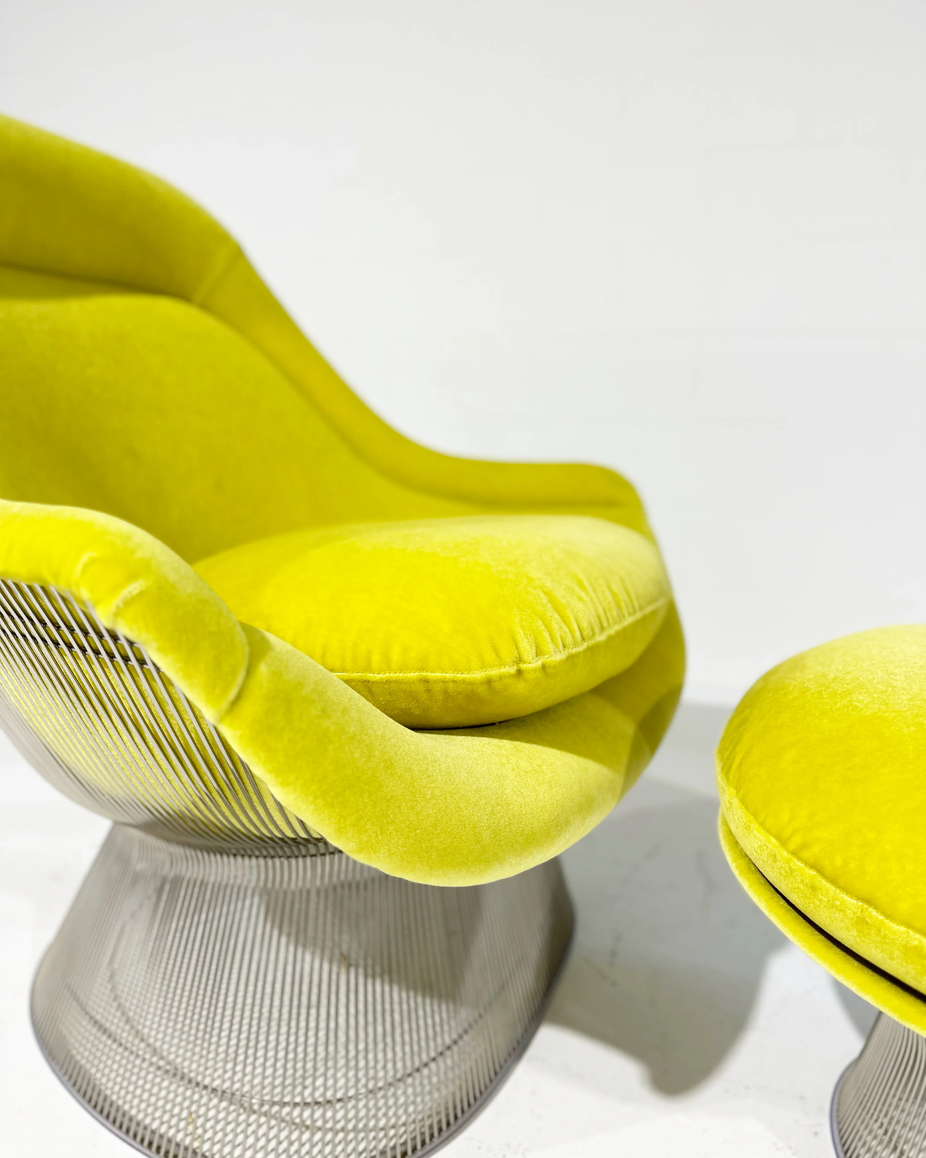 Easy Chair and Ottoman in Dedar Mohair Velvet - Image 4
