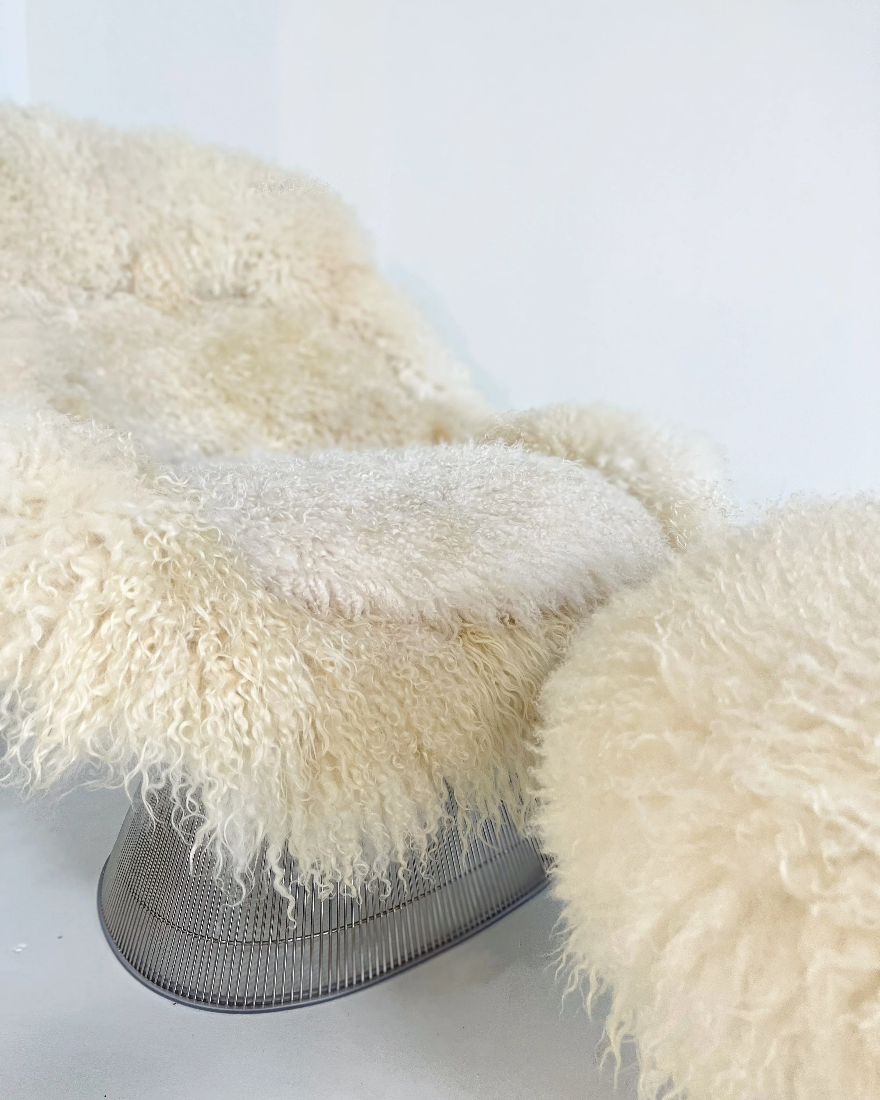 Easy Chair and Ottoman in Gotland Sheepskin and Leather - Image 3