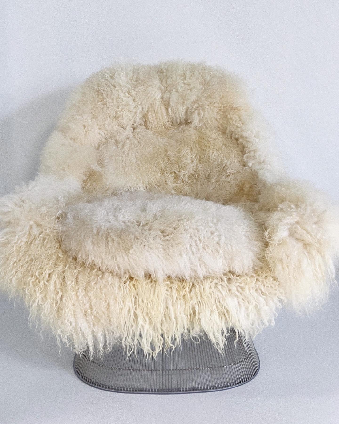 Easy Chair and Ottoman in Gotland Sheepskin and Leather - Image 6