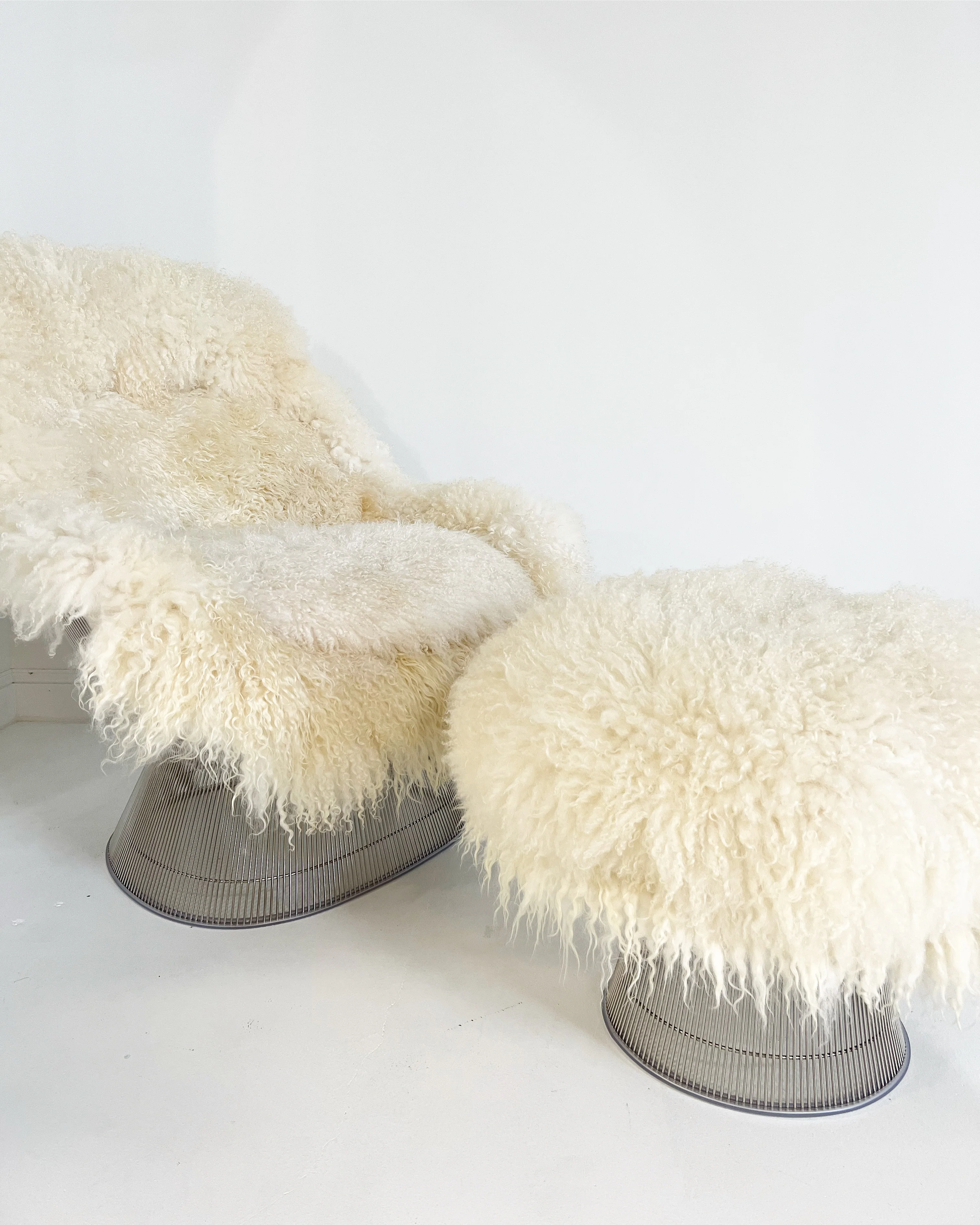 Easy Chair and Ottoman in Gotland Sheepskin and Leather - Image 8