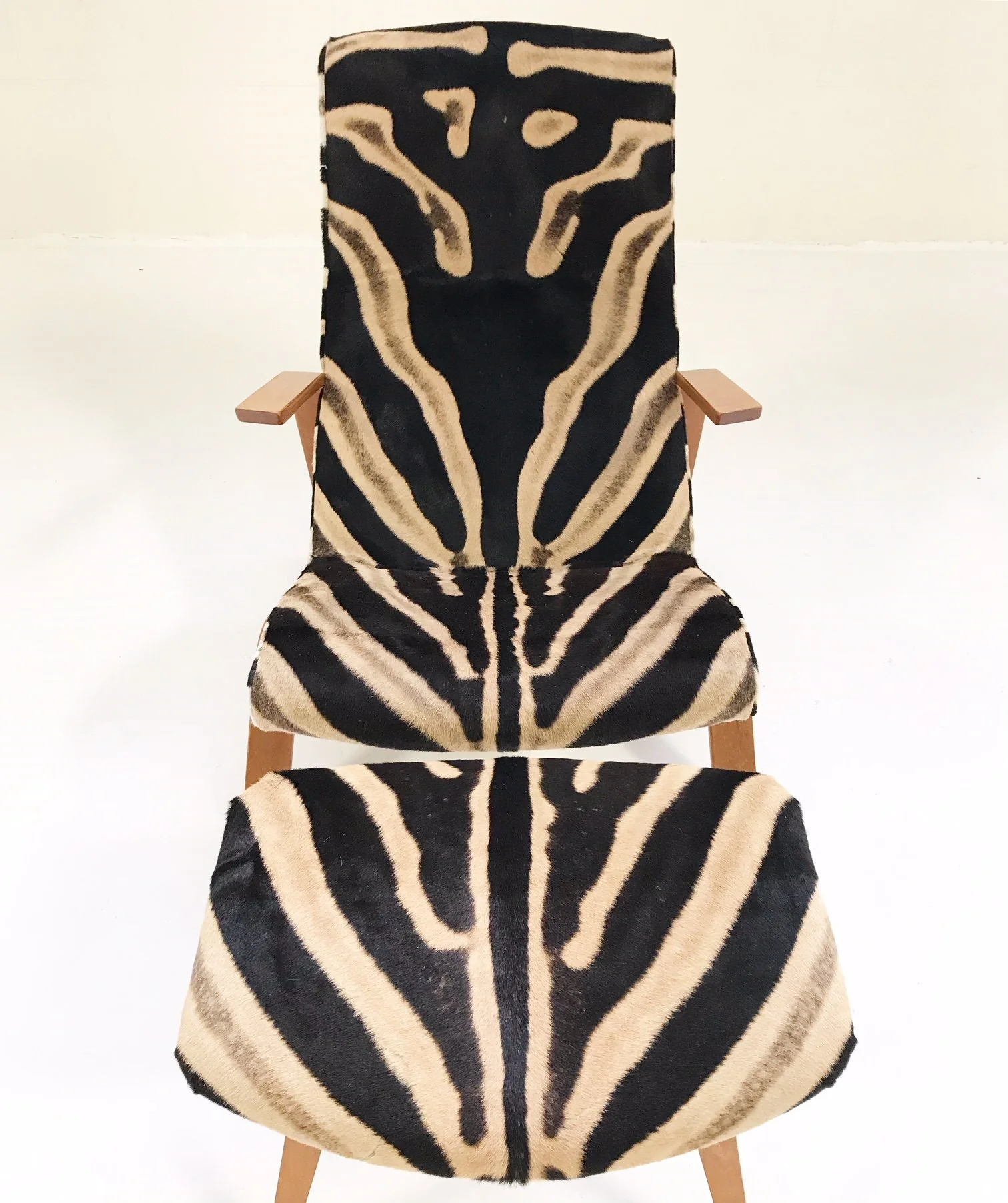 Grasshopper Chair and Ottoman in Zebra Hide - Image 6