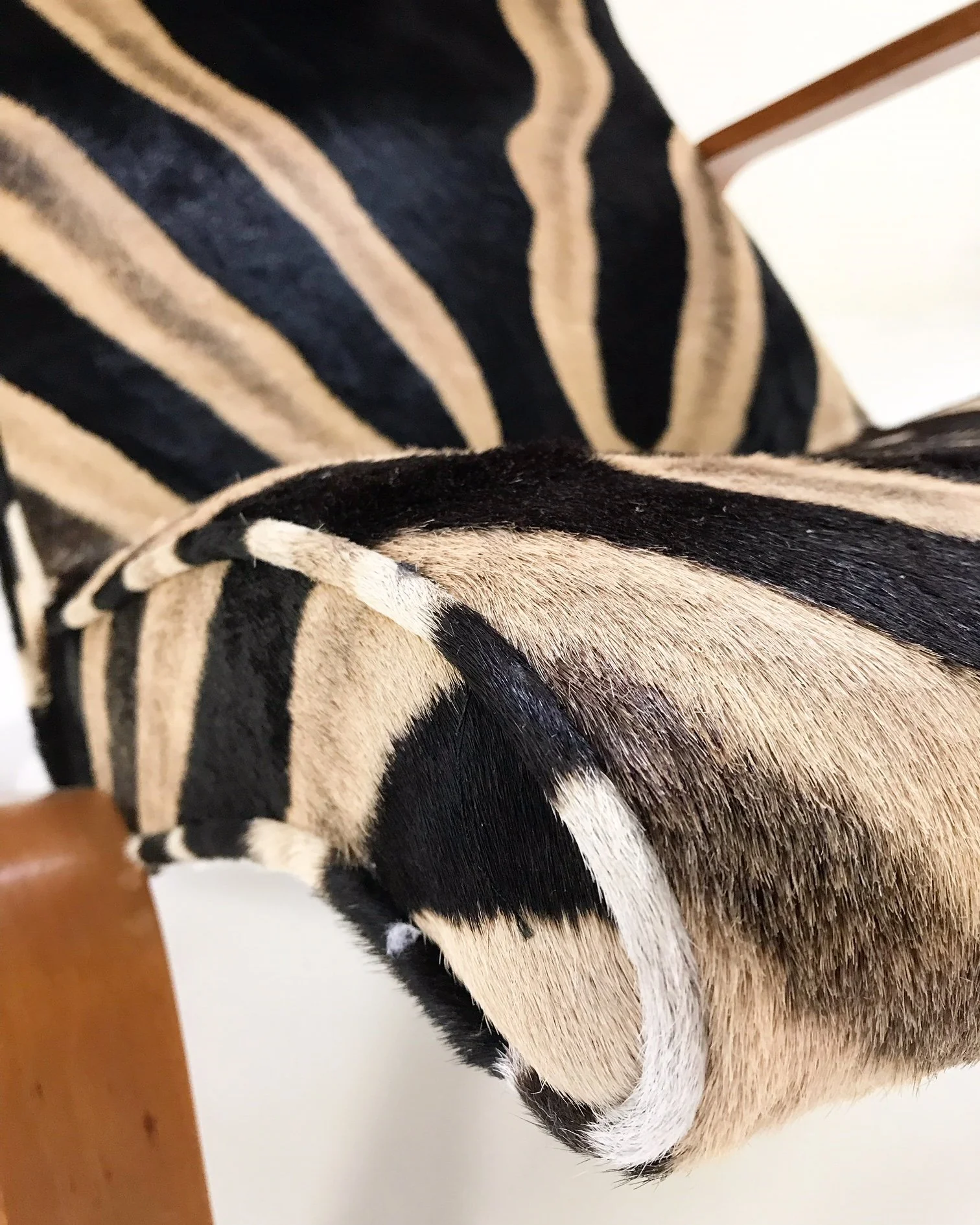 Grasshopper Chair and Ottoman in Zebra Hide - Image 7