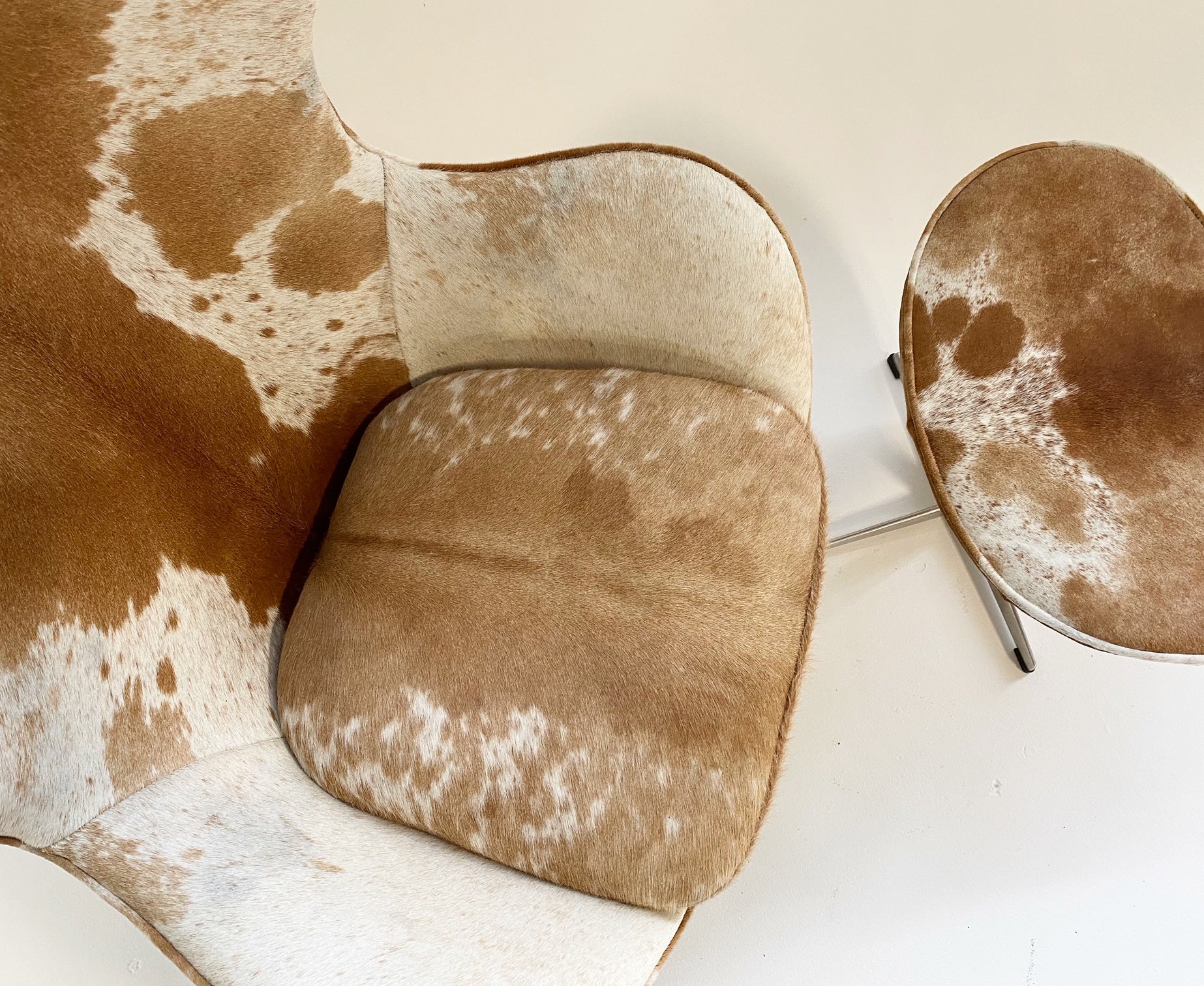 Egg Chair and Ottoman in Brazilian Cowhide - Image 3