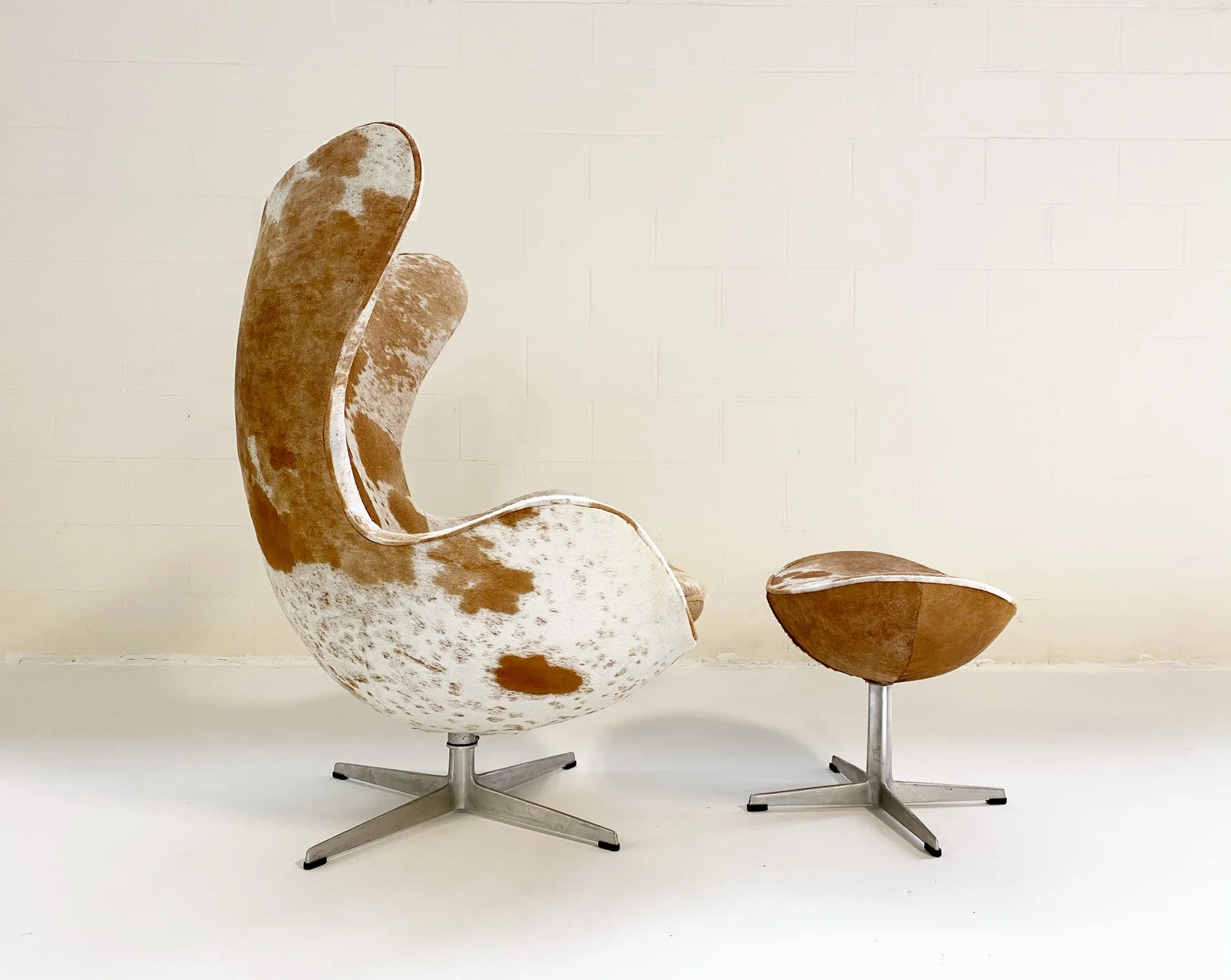 Egg Chair and Ottoman in Brazilian Cowhide - Image 6