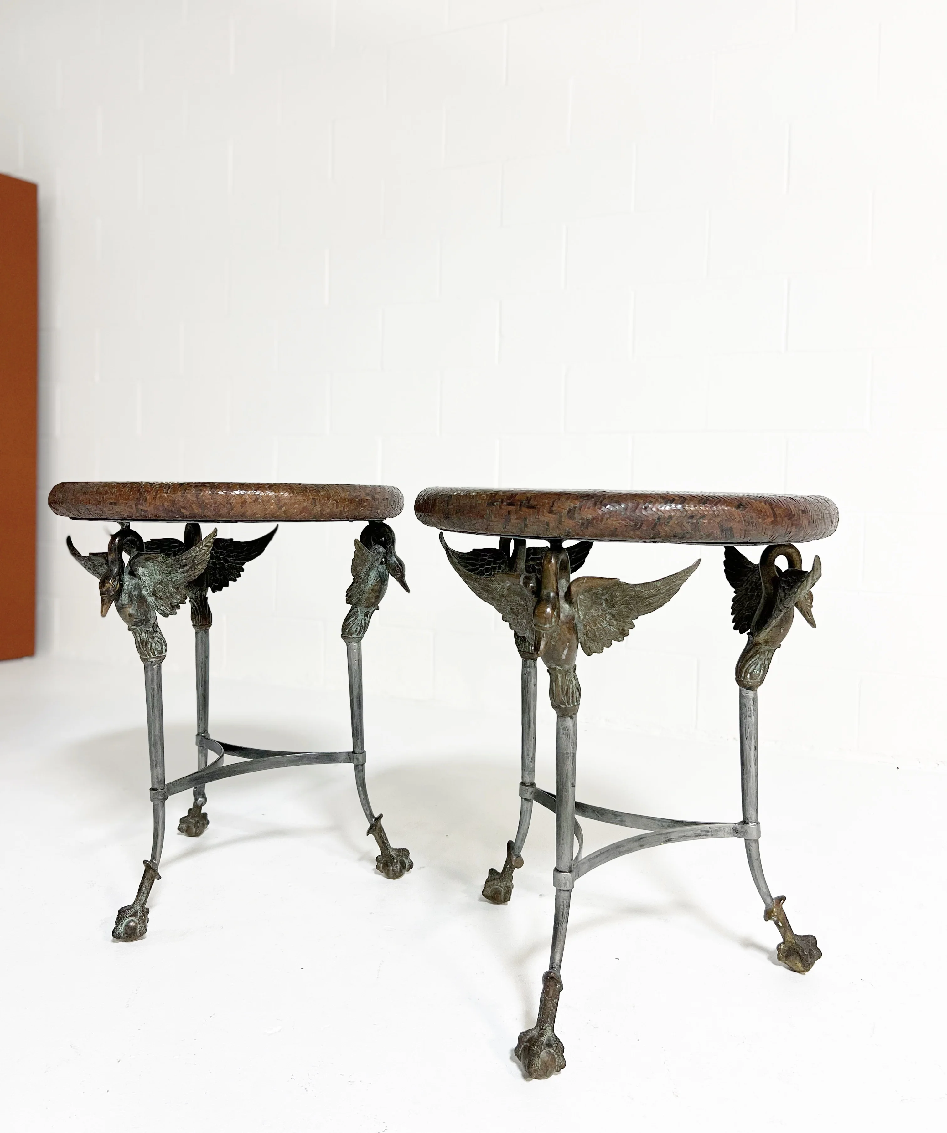 Vintage Empire Style Steel and Bronze Swan Gueridons, ONE available - Image 12
