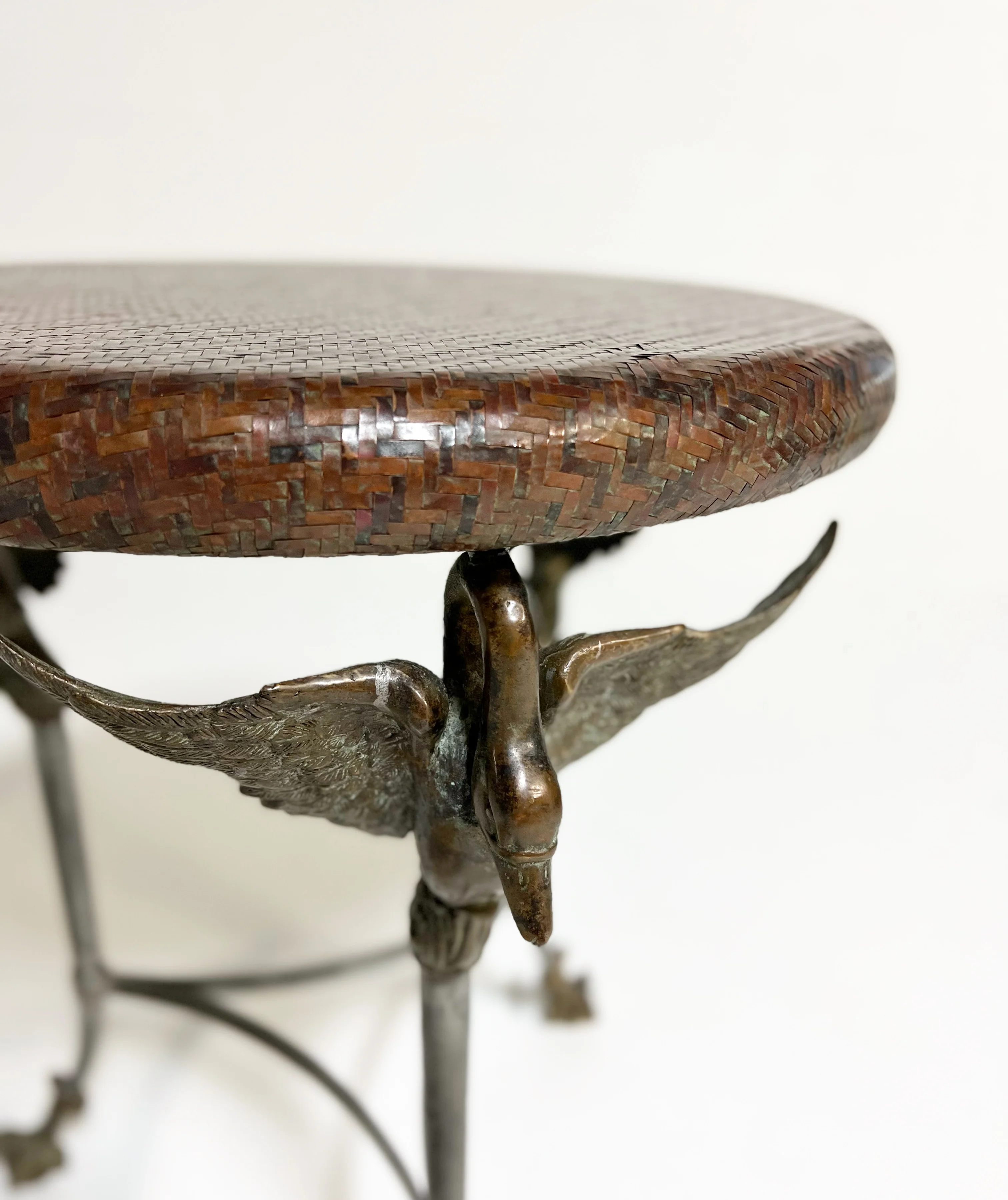 Vintage Empire Style Steel and Bronze Swan Gueridons, ONE available - Image 4