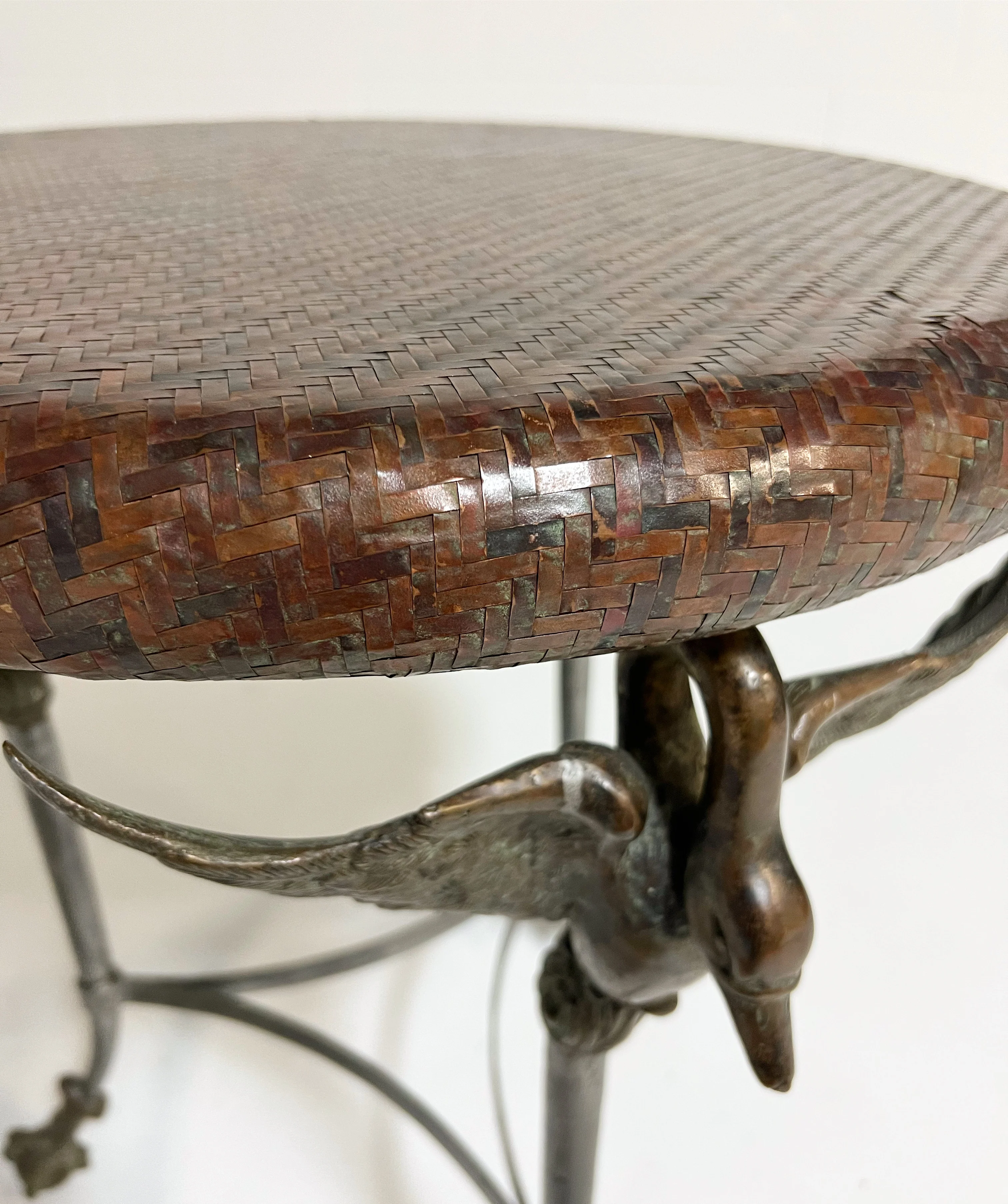 Vintage Empire Style Steel and Bronze Swan Gueridons, ONE available - Image 5