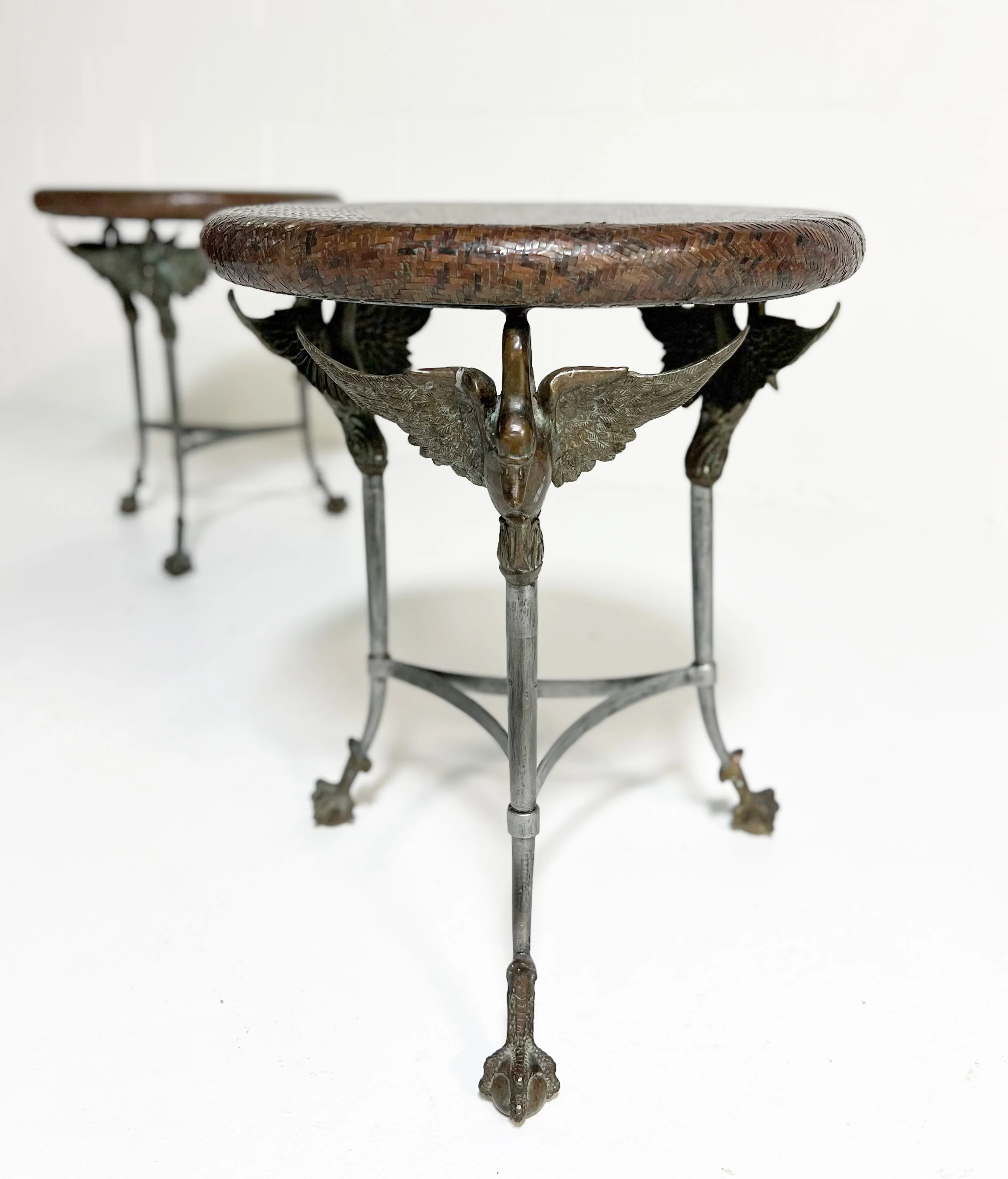 Vintage Empire Style Steel and Bronze Swan Gueridons, ONE available - Image 7