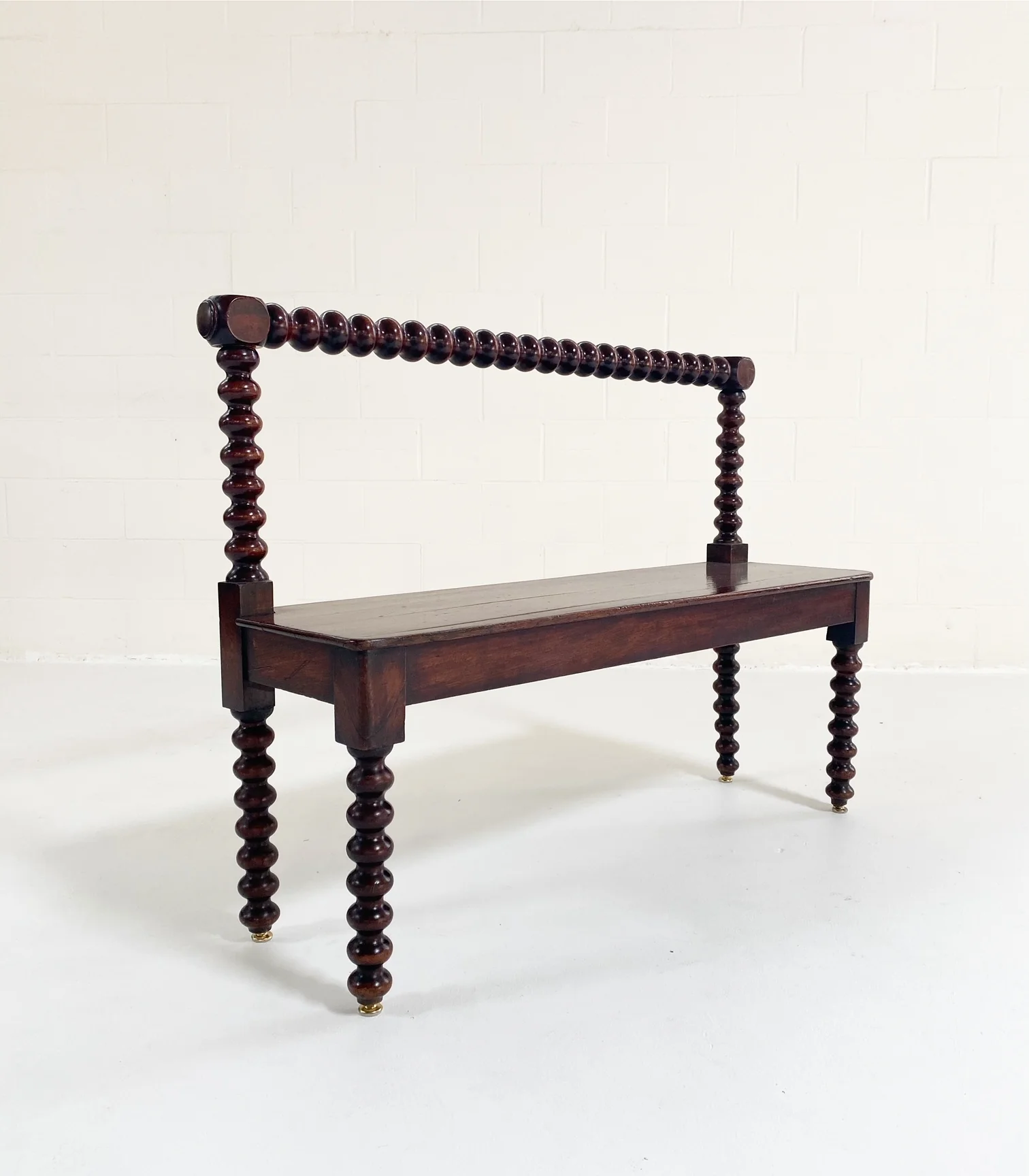 English Bobbin-Turned Mahogany Hall Bench