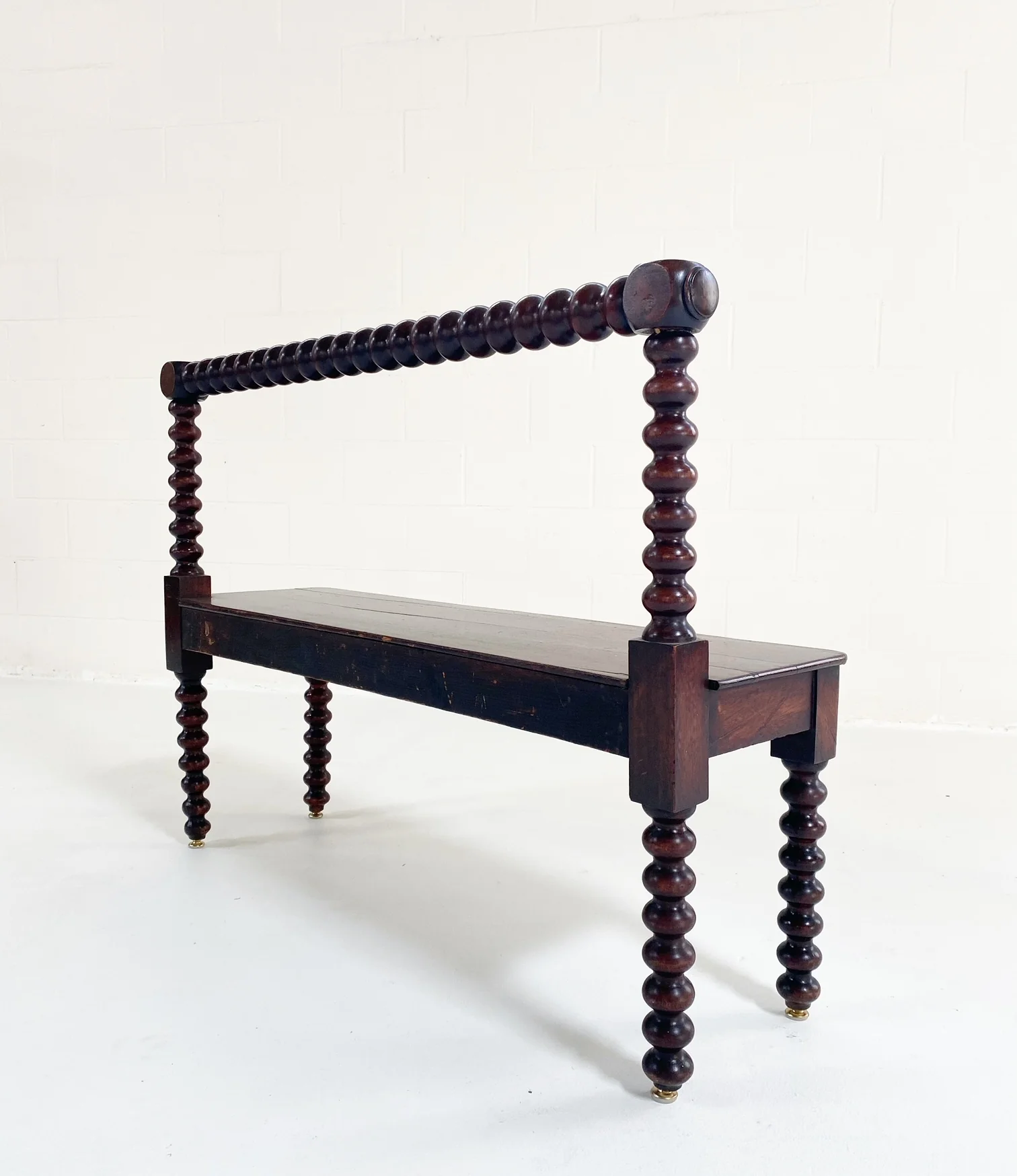 English Bobbin-Turned Mahogany Hall Bench - Image 2