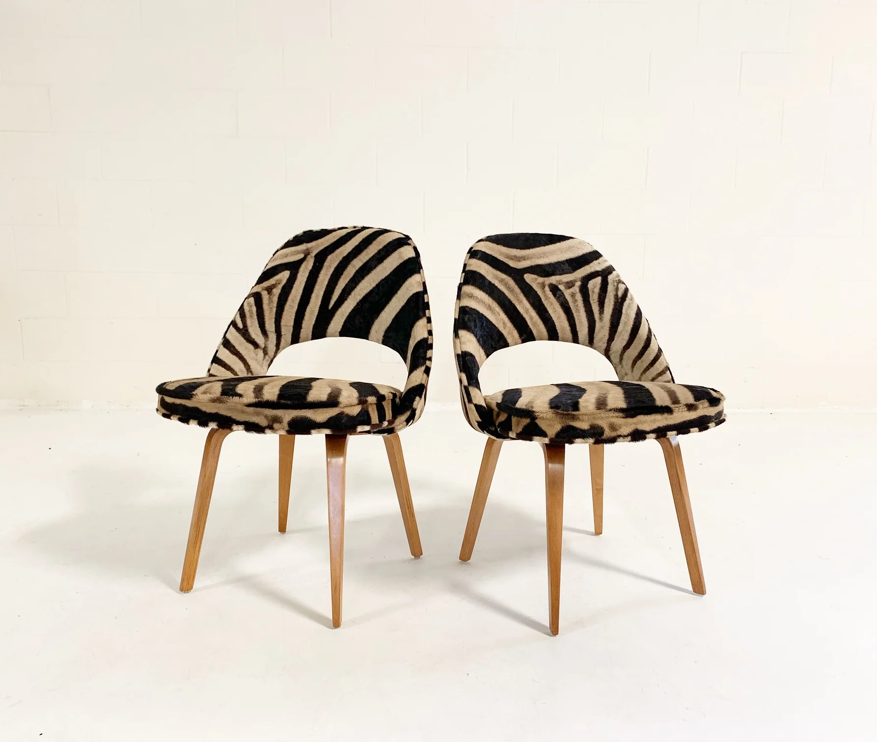 Executive Chairs in Zebra Hide, pair