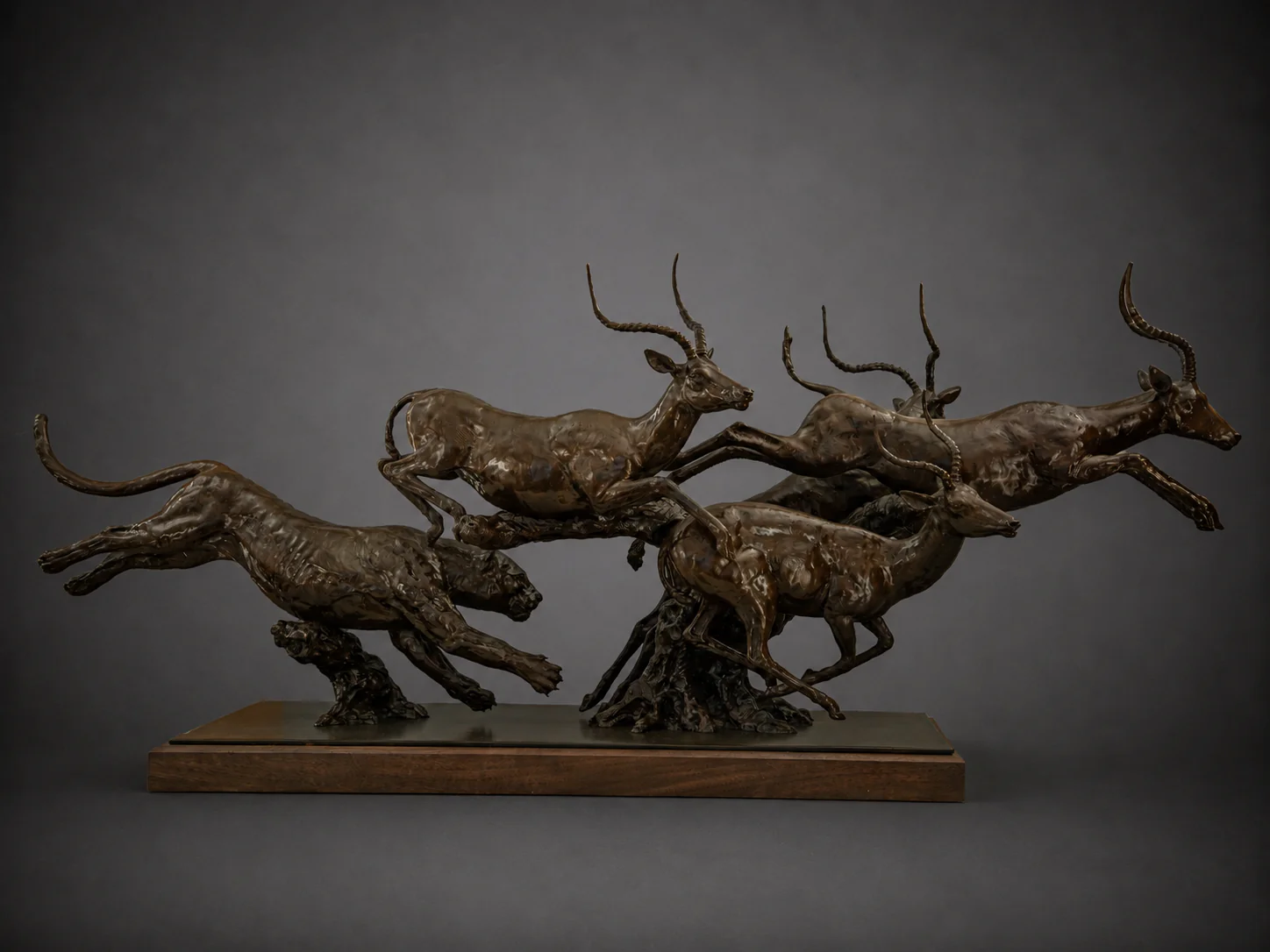 Fair Chase – Leopard Chasing Four Impala