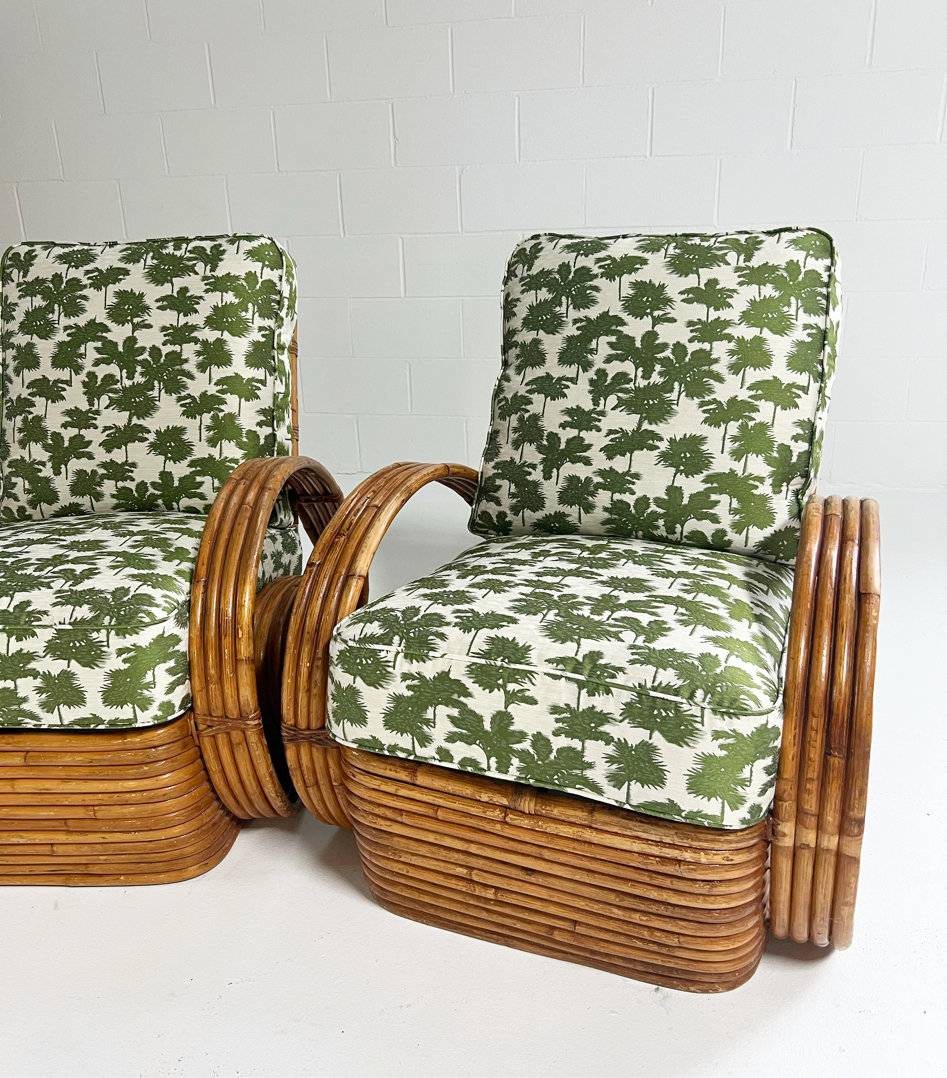 Frankl Style Rattan Chairs in Dedar Be Bop a Lula, Pair - Image 11